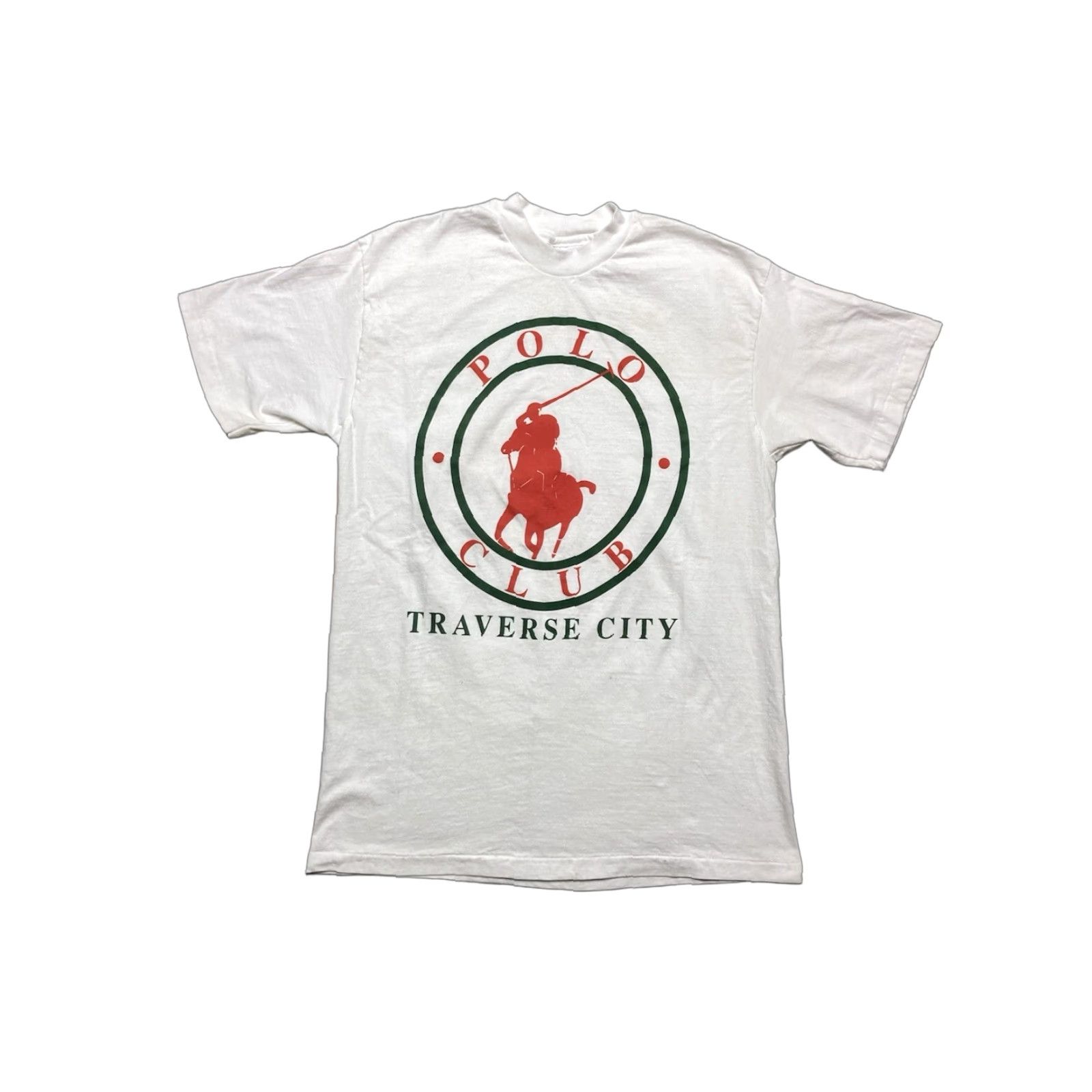 Hanes VINTAGE 80s graphic t shirt polo club traverse city Michigan horse medium Hanes White Men M T-Shirt Size US M / EU 48-50 / 2 - 1 Thumbnail