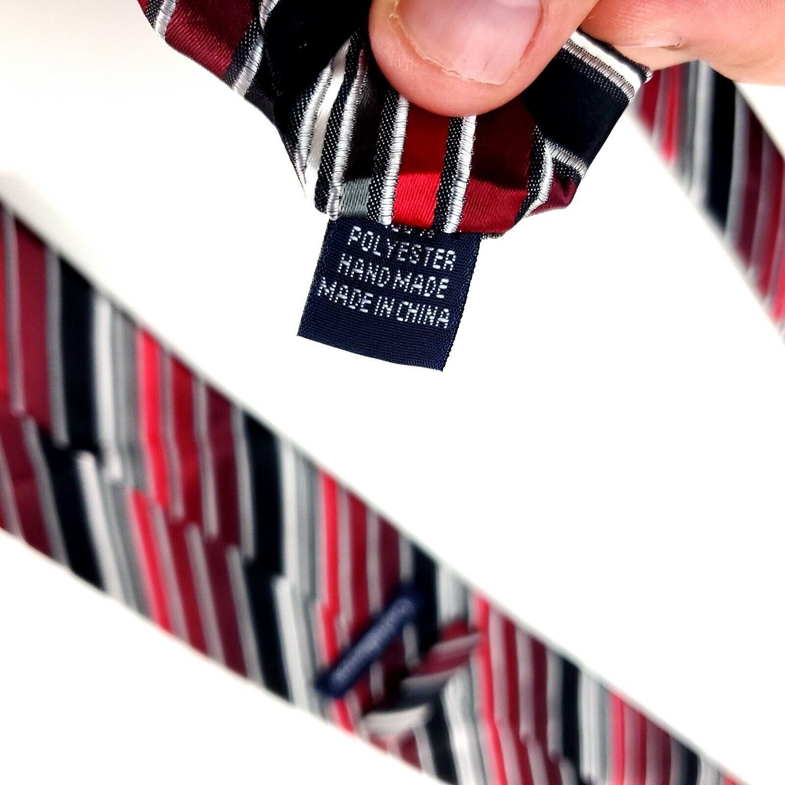 Croft & Barrow Croft & Barrow Polyester Tie Red Black Striped Size ONE SIZE - 4 Thumbnail