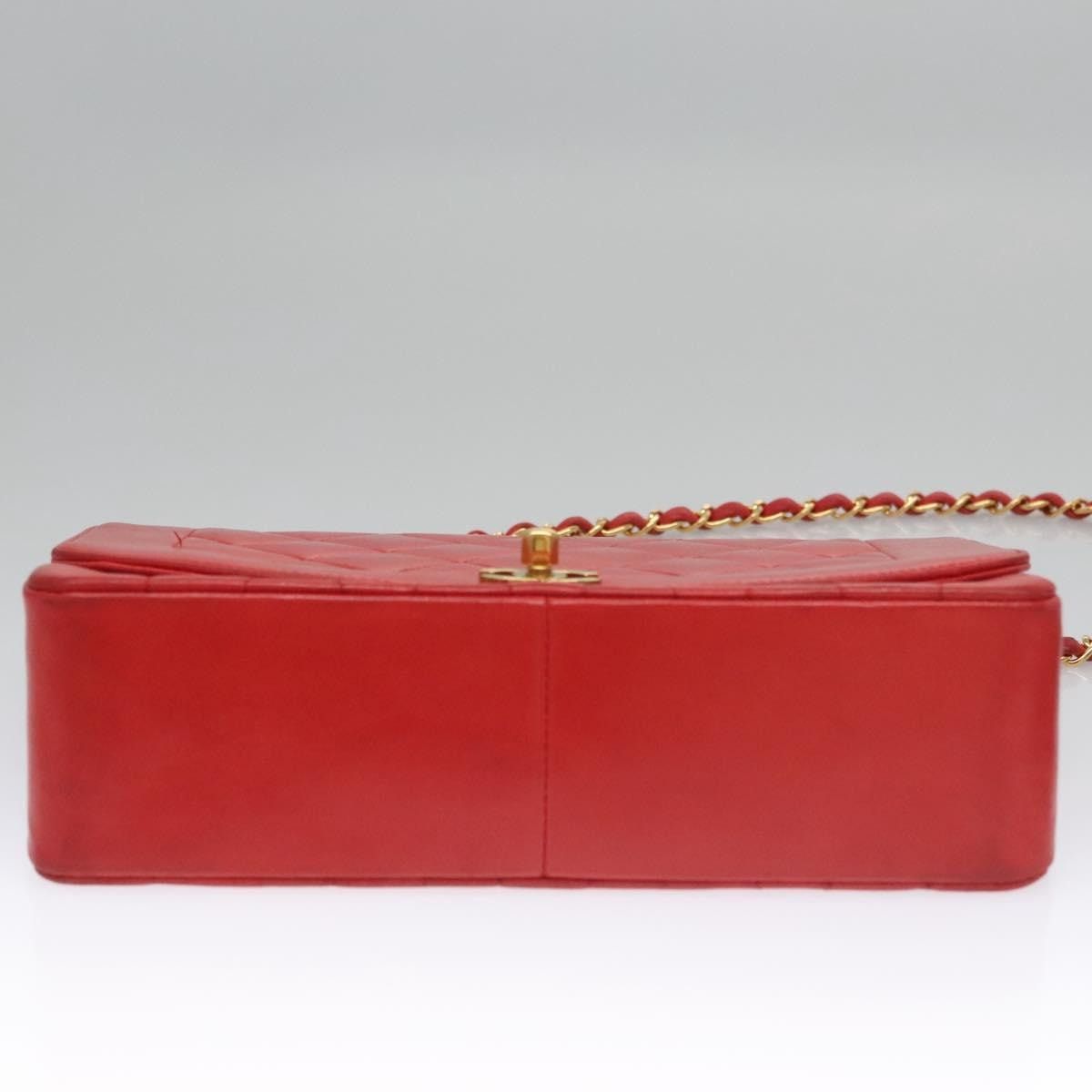 Chanel CHANEL Diana 25 Chain Shoulder Bag Lamb Skin Red CC Size ONE SIZE - 5 Thumbnail