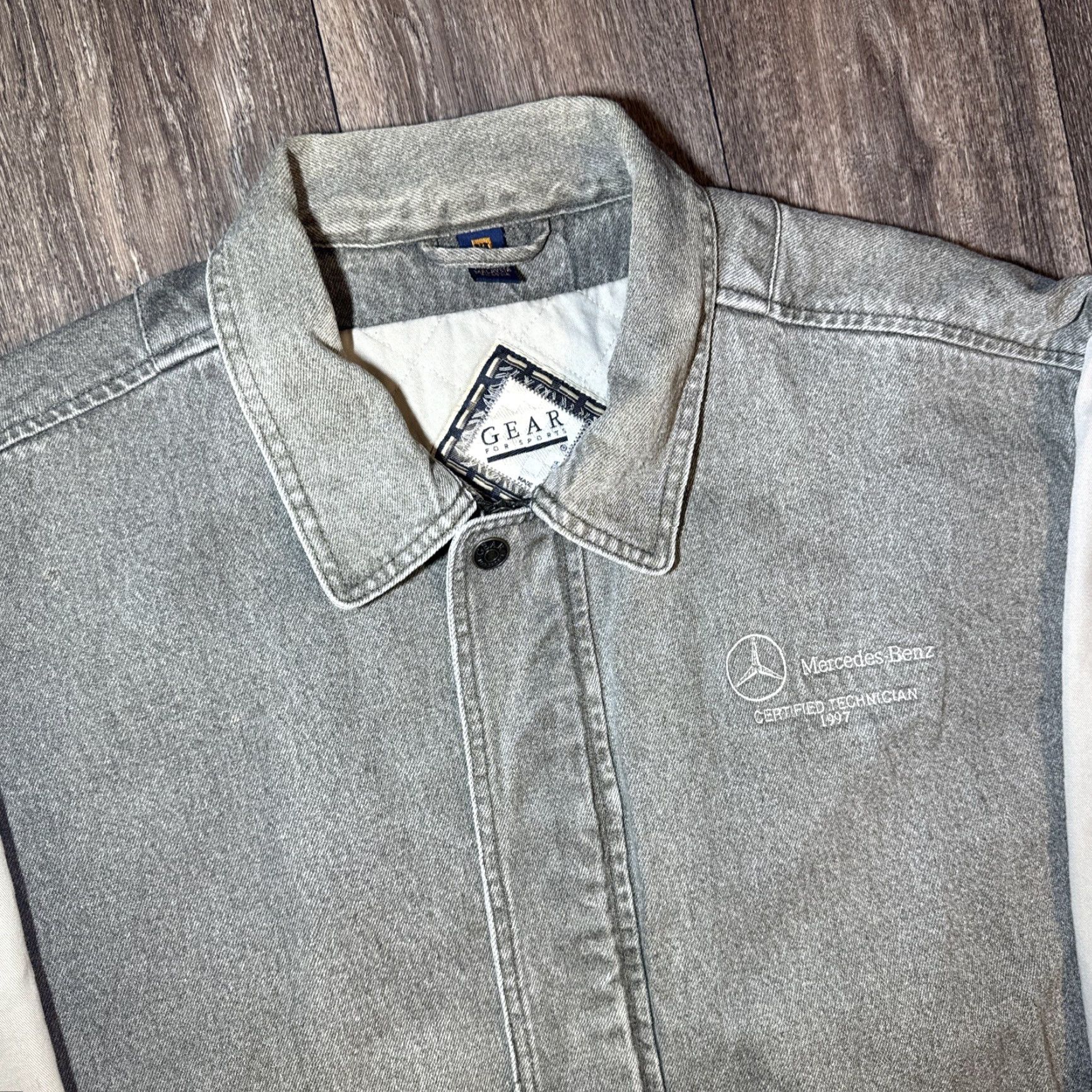Mercedes-Benz VINTAGE Mercedes-Benz Bomber Jacket Denim Gray XL Men's Car Style Jacket Size US XL / EU 56 / 4 - 3 Thumbnail