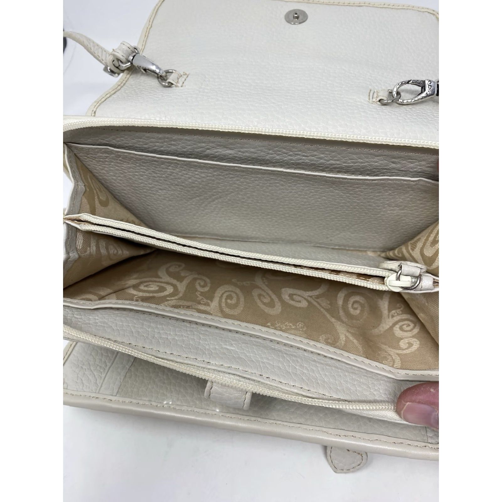 Brighton VINTAGE Brighton Crossbody Bag Cream Woven Organizer Purse 90s Small Womens Bag Size ONE SIZE - 6 Thumbnail