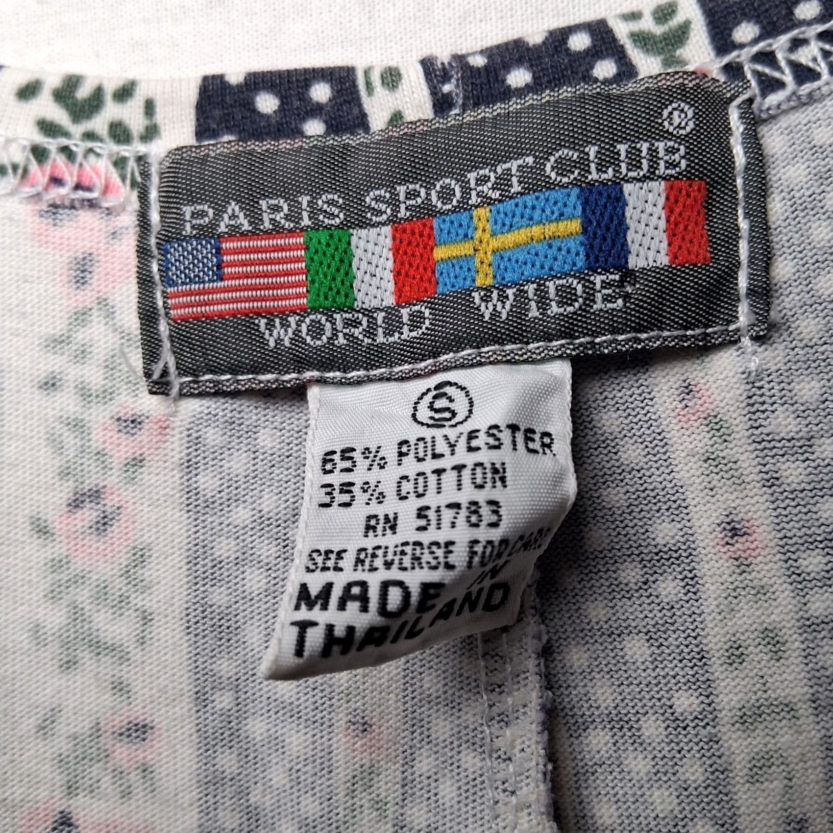 Vintage VINTAGE Paris Sport Club World Wide Romper Shirt One-Piece Blue Flowers Polka Dot Striped 1990s S Womens Size 28" / US 6 / IT 42 - 3 Thumbnail