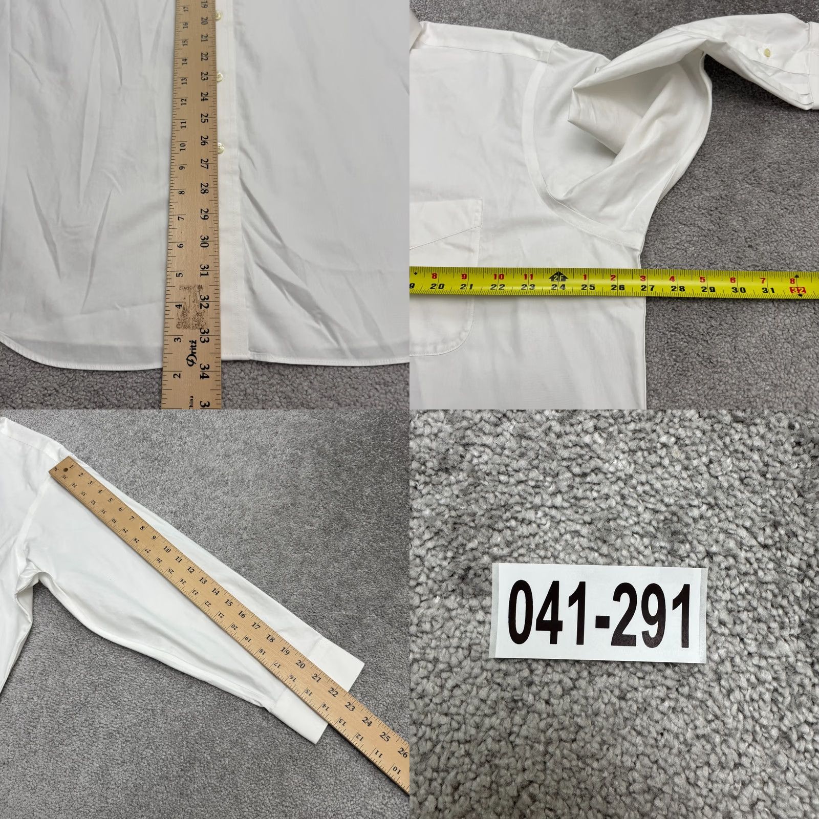 Vintage Paul Fredrick Dress Shirt Mens 17.5 33 White Cotton Non-Iron Pinpoint Two-Ply Classic Size 48R - 9 Thumbnail