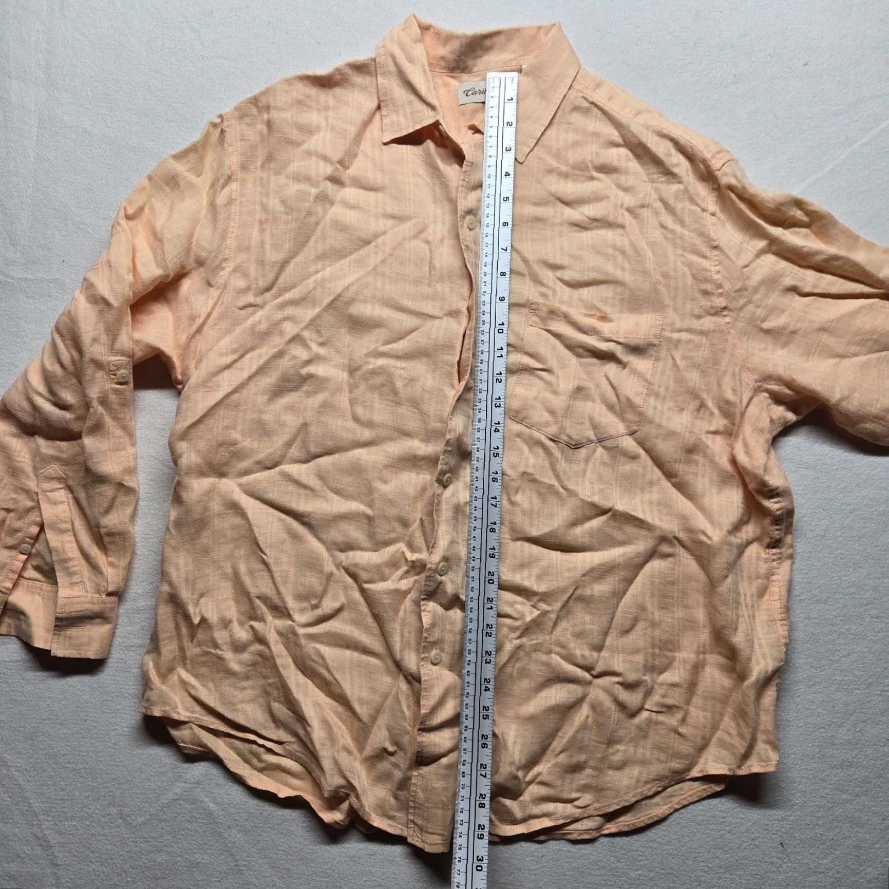 Vintage Caribbean Button Up Shirt Long Sleeve Pink/Salmon Adult Men's XL Extra Large Size US XL / EU 56 / 4 - 6 Thumbnail