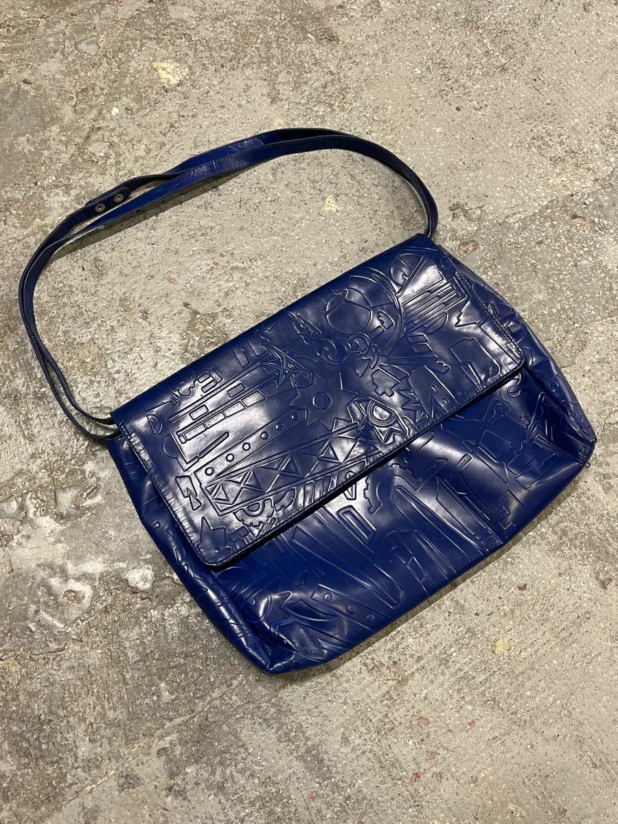 Prada × Vintage Prada Pictogram Blue Leather Handle Bag Size ONE SIZE - 2 Thumbnail