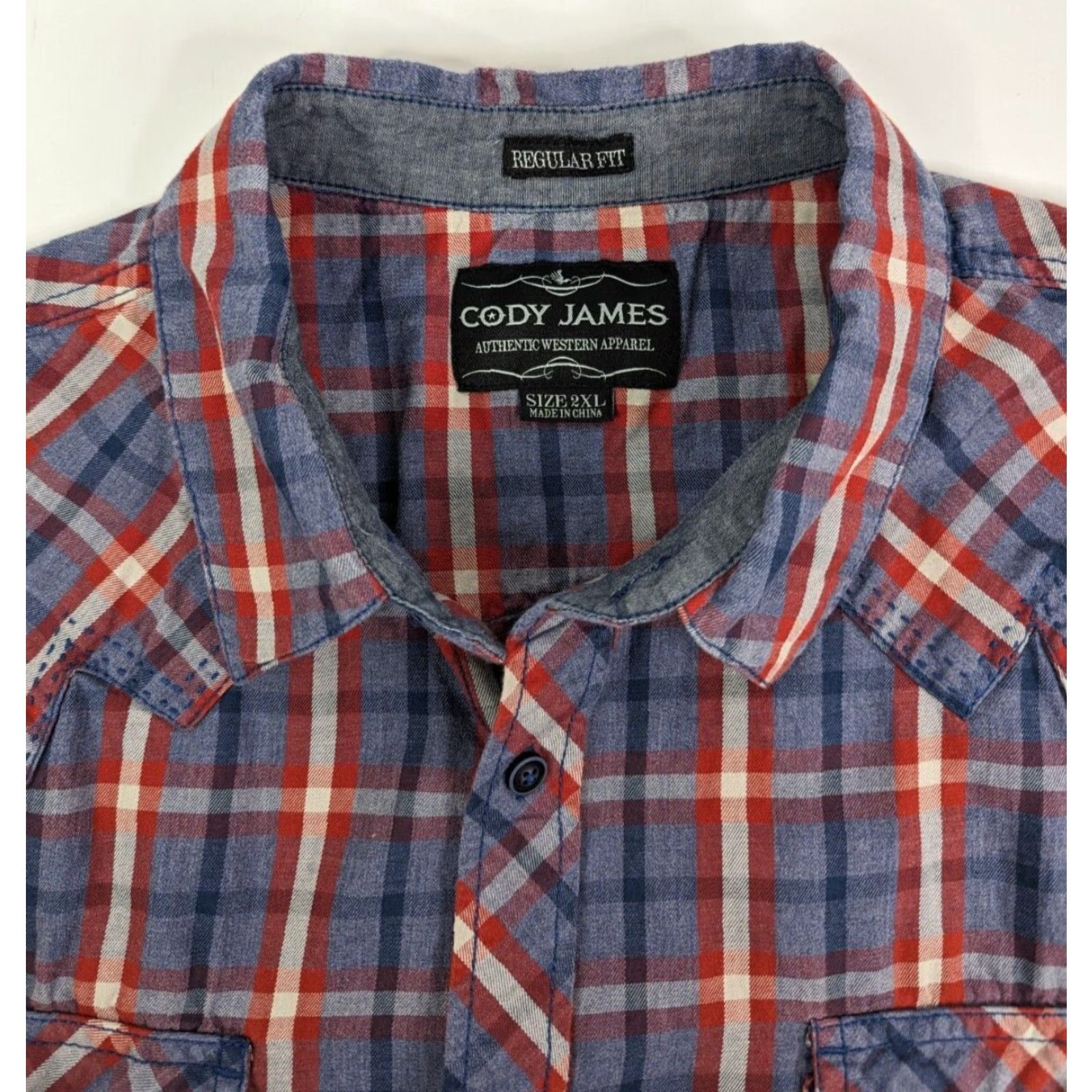 Cody James Cody James Regular Fit Western Plaid Button Short Sleeve Shirt Mens 2XL Size US XXL / EU 58 / 5 - 7 Thumbnail