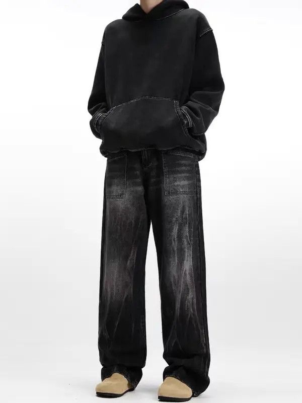 Japanese Brand VIBE High Street Design Washed Ash Straight Leg Jeans Size US 34 / EU 50 - 2 Thumbnail