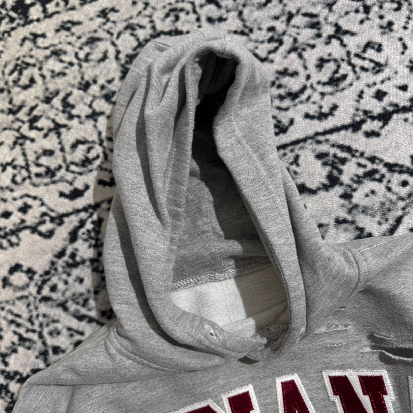 Vintage Gray Cotton Hoodie Size L Indiana Spellout Ripped Gosha YZY Size US L / EU 52-54 / 3 - 8 Thumbnail