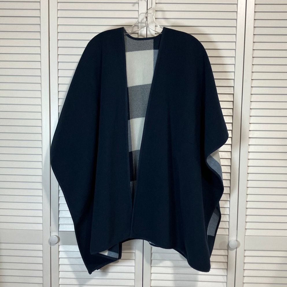 Other Woolrich Reversible Blue Plaid Fleece Poncho Cape One Size Size ONE SIZE - 4 Thumbnail