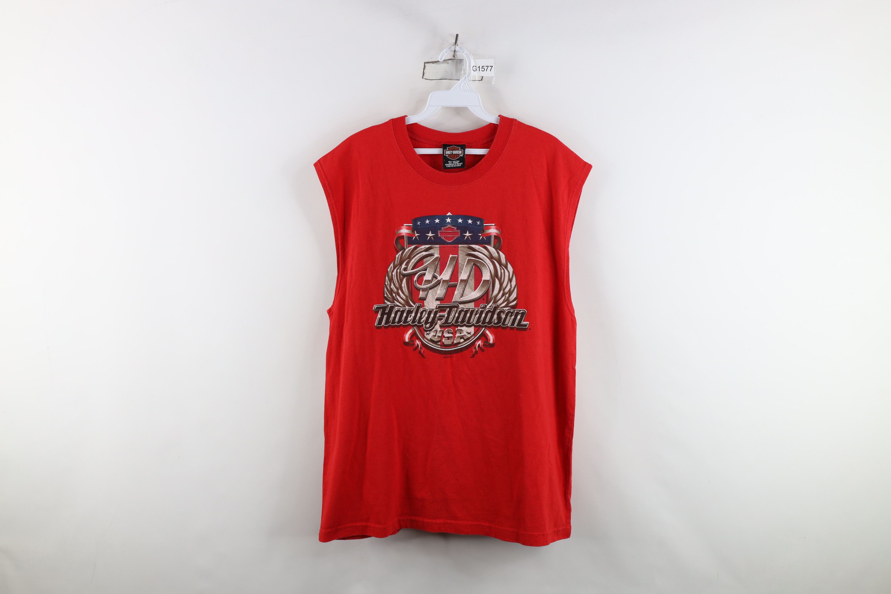 Harley Davidson Vintage Y2K 2004 Harley Davidson Spell Muscle T-Shirt Red Size US L / EU 52-54 / 3 - 1 Thumbnail