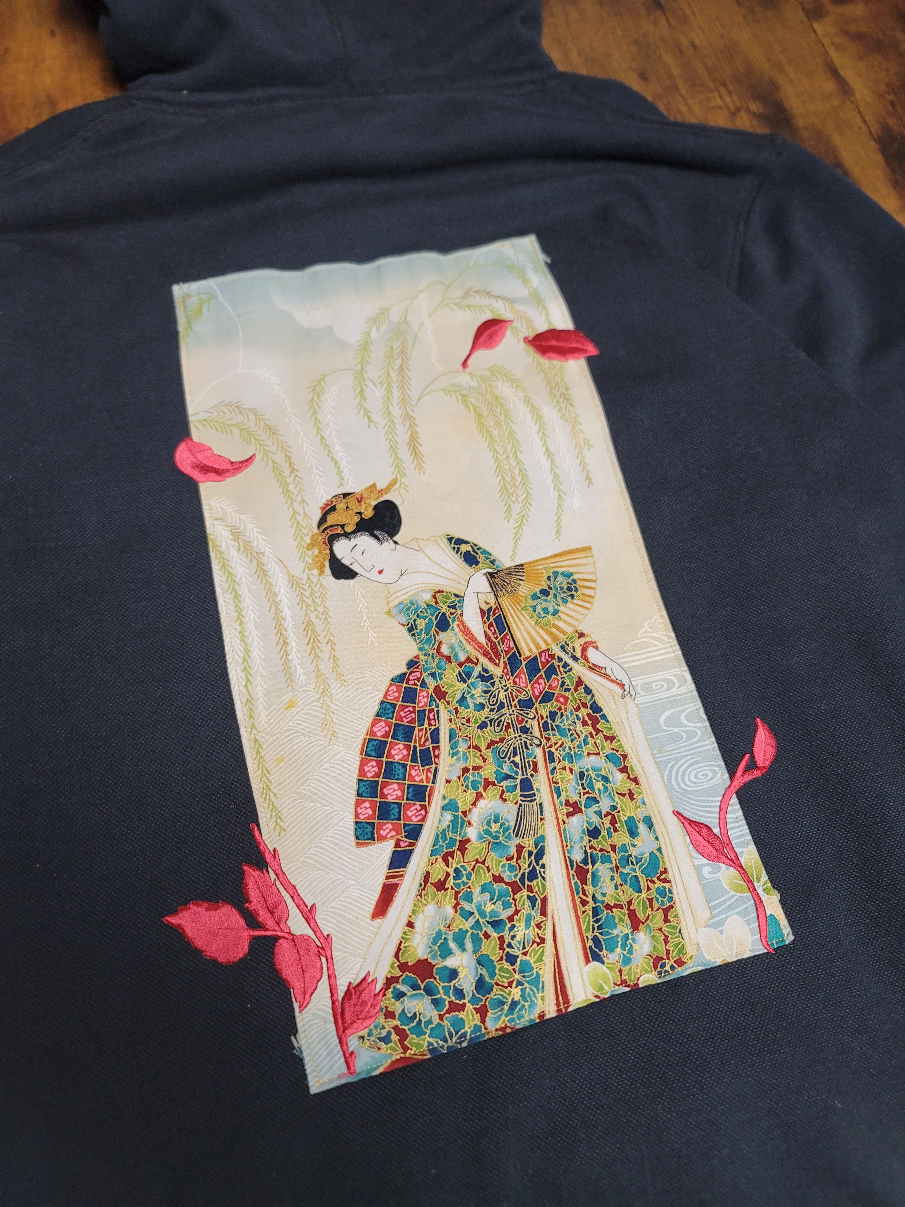 Designer Custom Geisha Print Hoodie with Velvet-Lined Hood Size US M / EU 48-50 / 2 - 4 Thumbnail