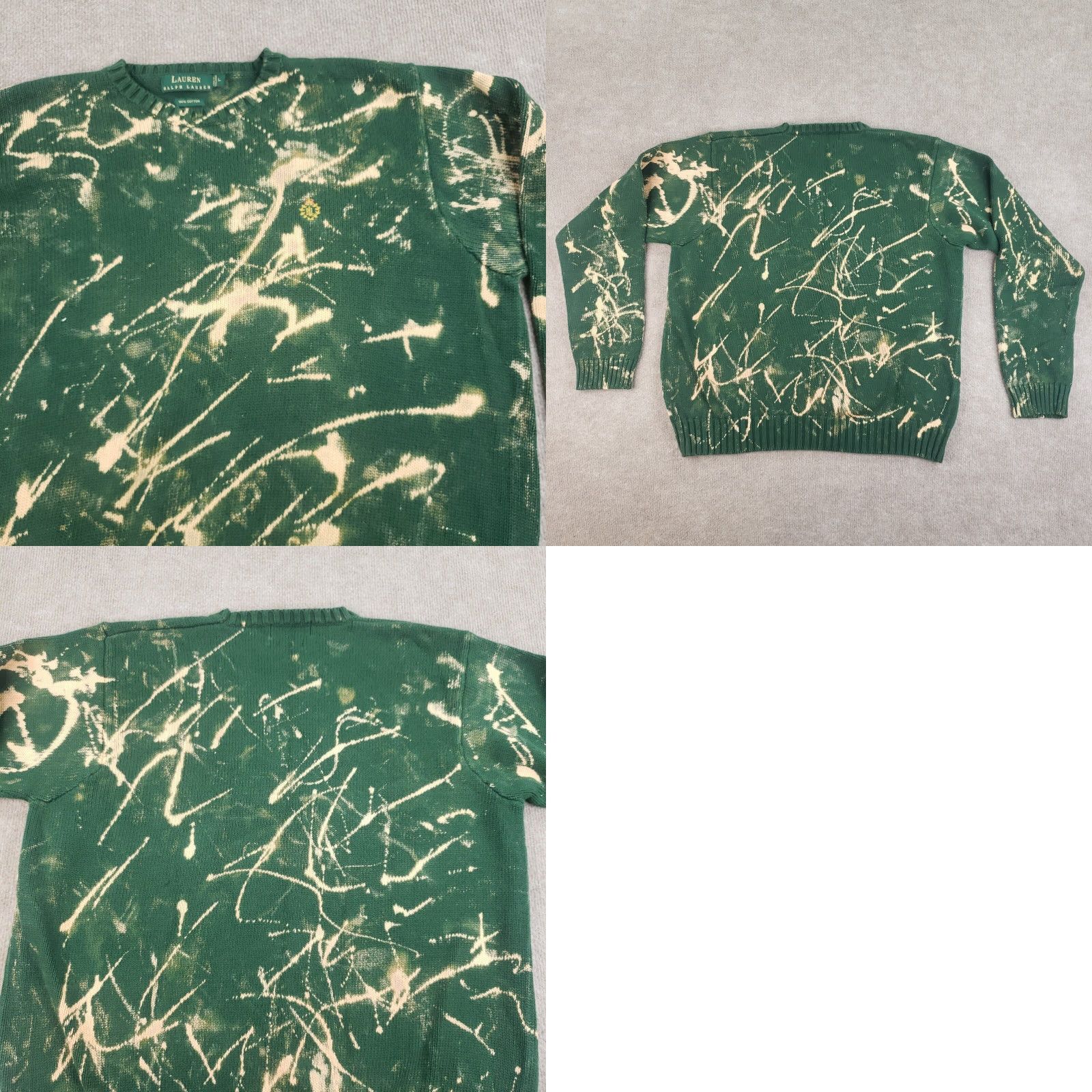 Ralph Lauren Lauren Ralph Lauren Sweater Mens Large Green Crew Neck Long Sleeve Pony Bleached Size US L / EU 52-54 / 3 - 8 Thumbnail