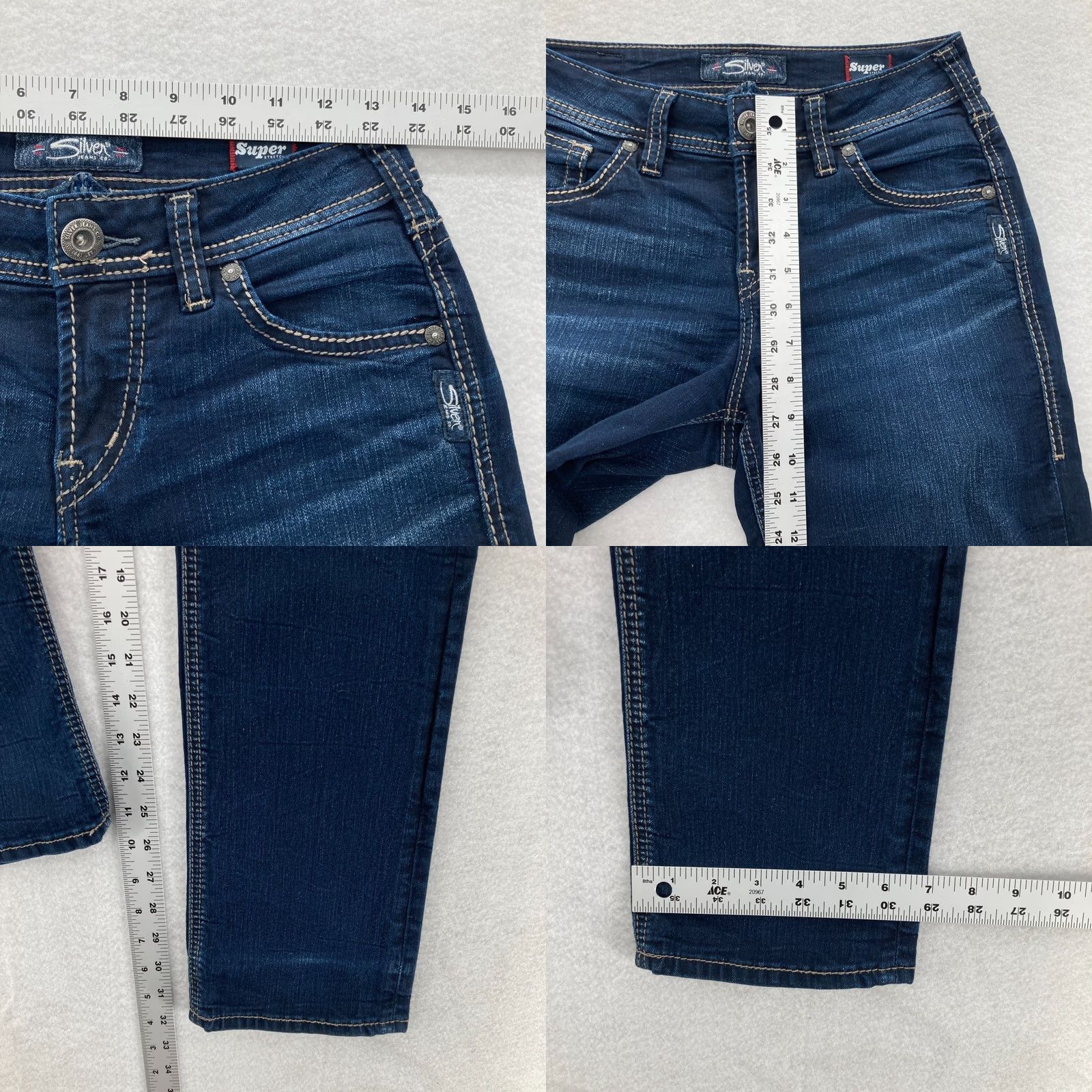 Silver Jeans Co. Silver Jeans Suki Straight Women's 27x32 Dark Blue Denim Grunge Slim Jeans Size 27" / US 4 / IT 40 - 8 Thumbnail