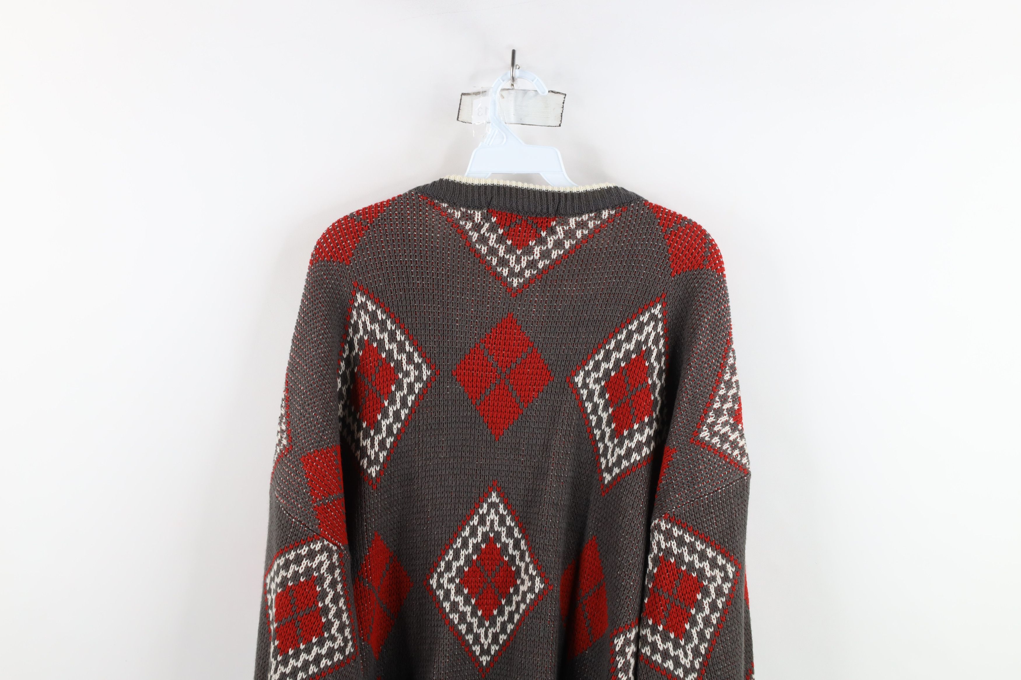 Vintage Vintage 90s Streetwear Diamond Chunky Ribbed Knit Sweater Size US XL / EU 56 / 4 - 9 Thumbnail