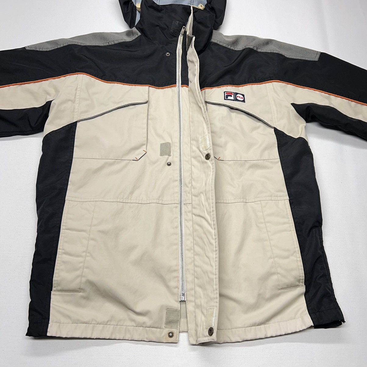 Fila × Vintage VTG Fila Jacket Beige Full Zip Pocket Hooded Coat Retro Size US XL / EU 56 / 4 - 9 Thumbnail