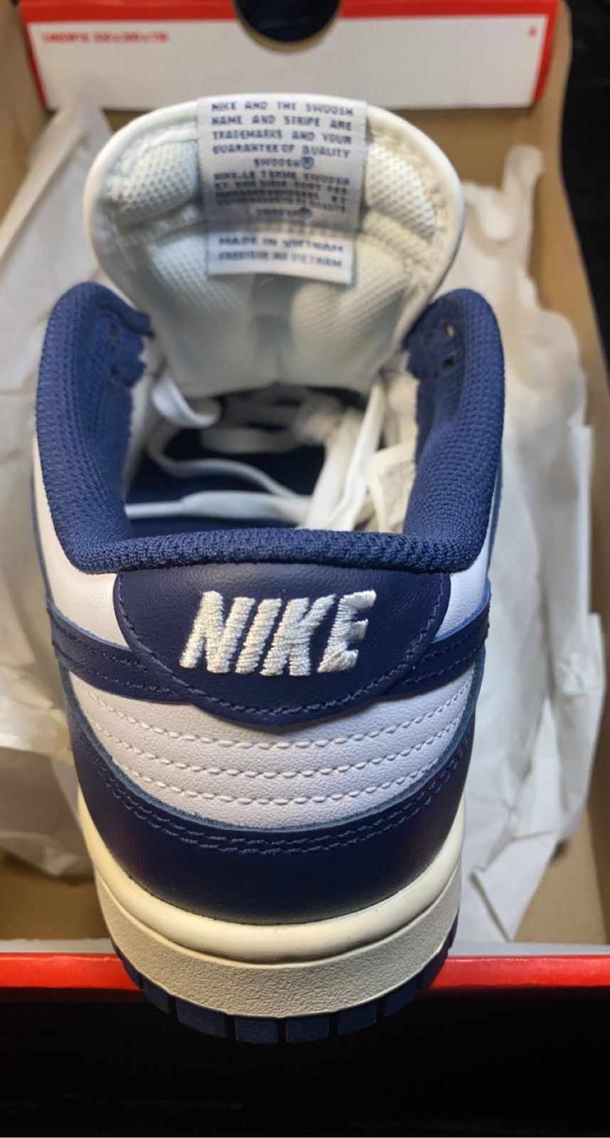Nike Dunk Low White/BlueNavy Size US 6 / EU 39 - 6 Thumbnail