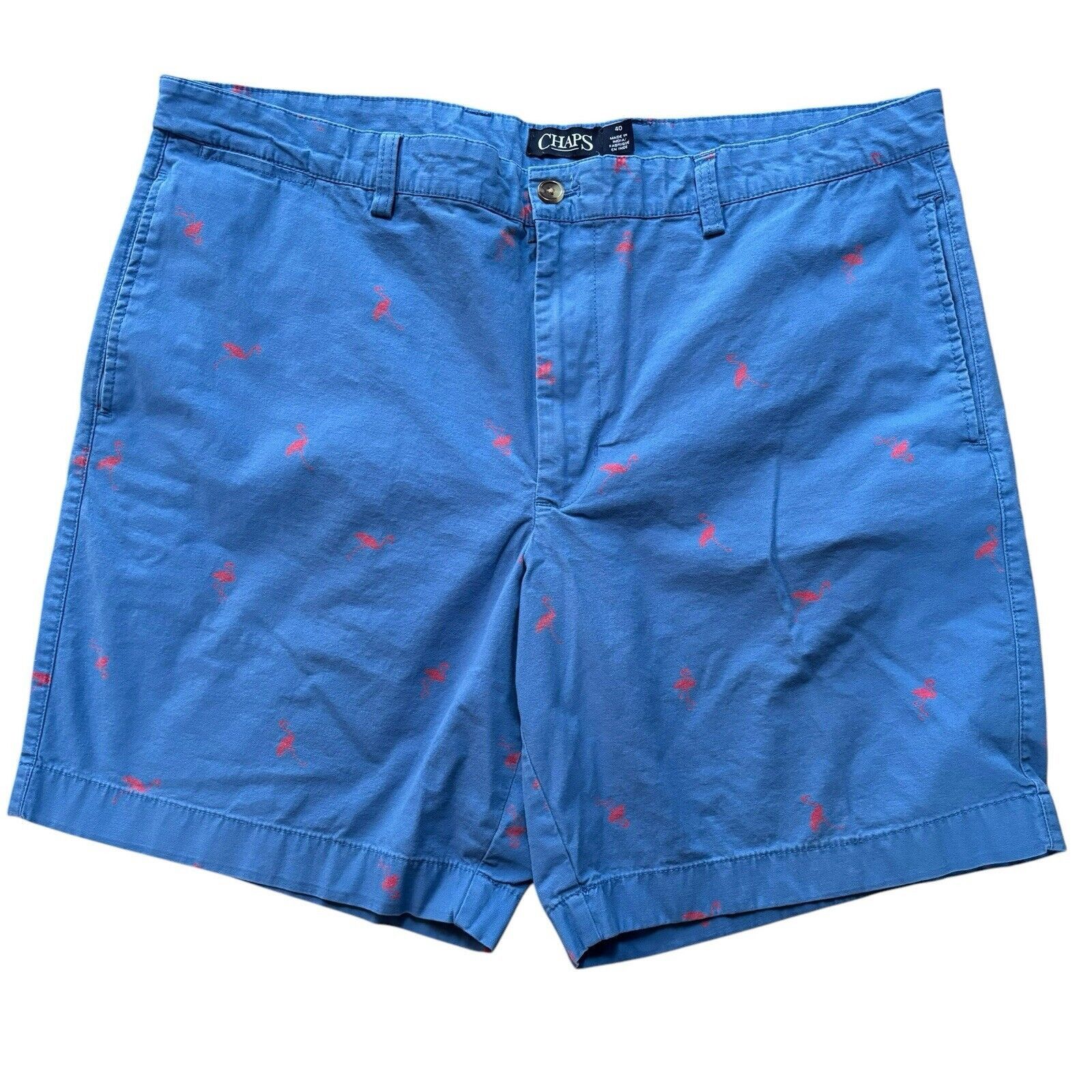 Chaps Chaps Chino 40 Blue Flamingos Flat Front Bermuda 8.5”Inseam Size US 40 / EU 56 - 1 Thumbnail