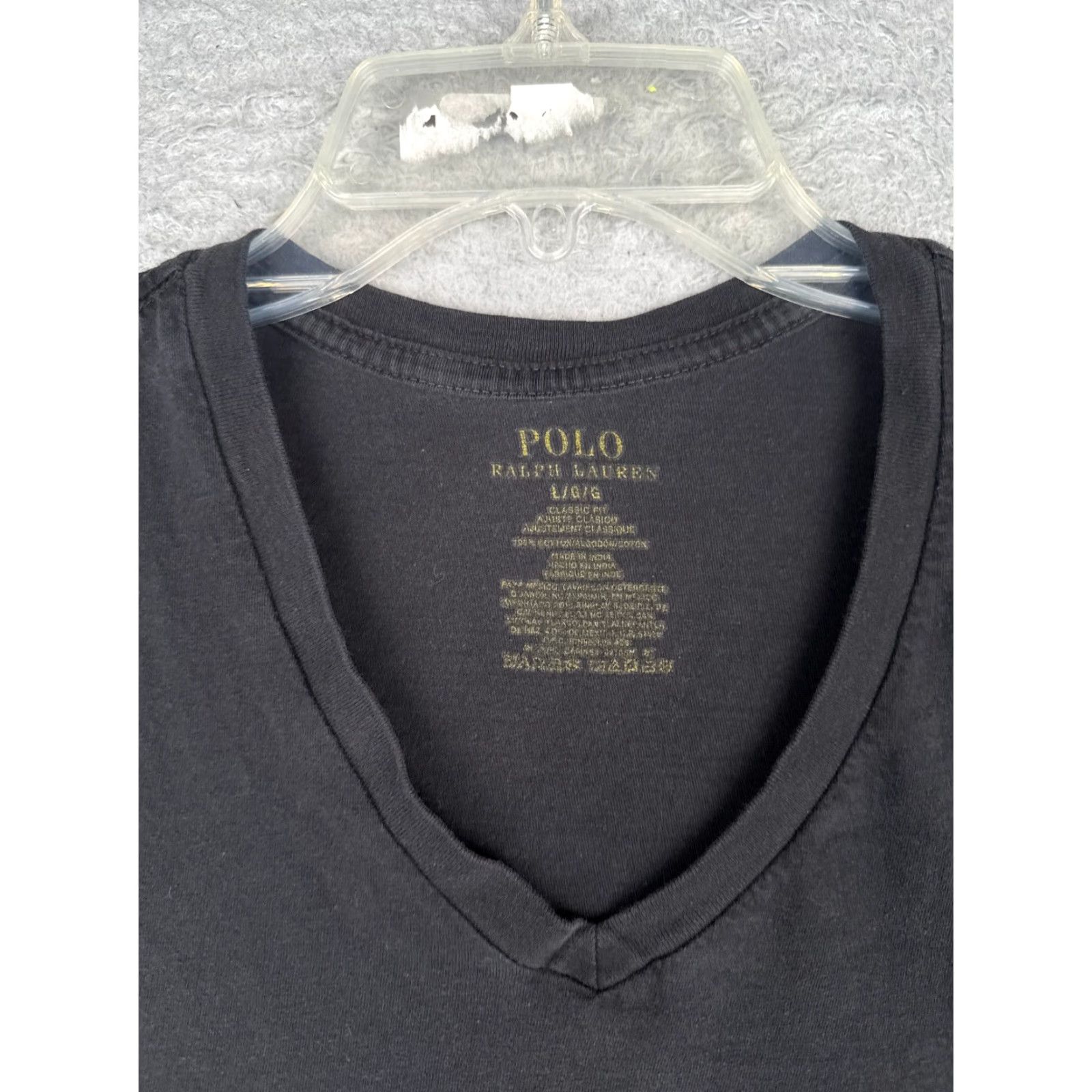 Ralph Lauren Polo Ralph Lauren Shirt Men Large Black Short Sleeve V-Neck 100% Cotton READ Size US L / EU 52-54 / 3 - 6 Thumbnail