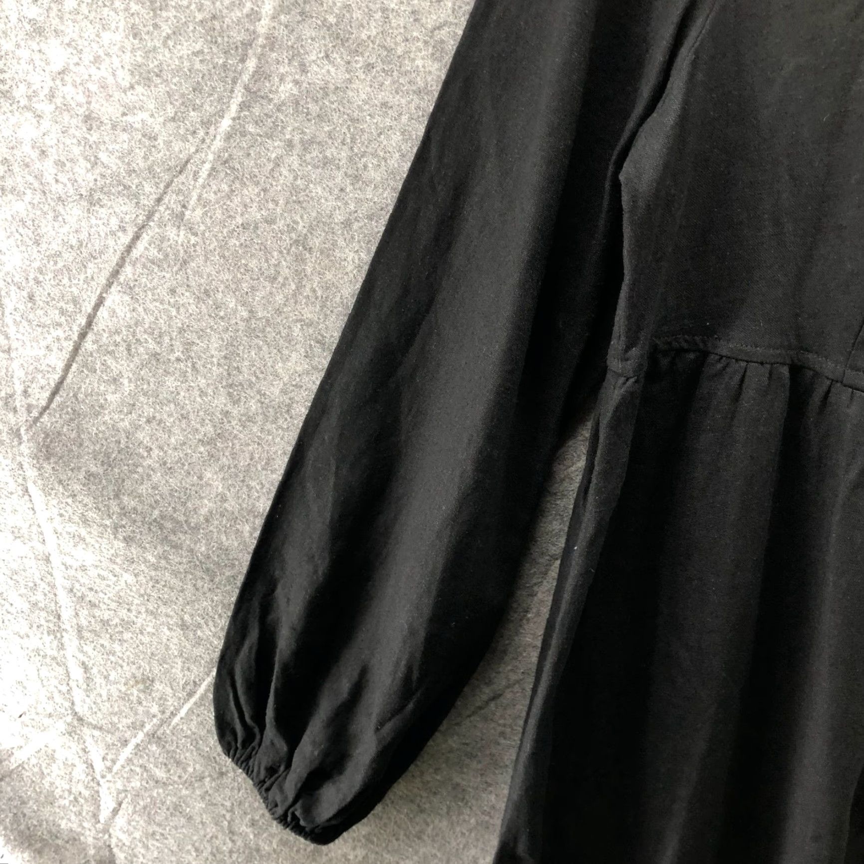 Vintage Kiabi Linen Blend Long Sleeve Dress XL Black Knee Length Smocked Sweetheart Dress Women Size XL / US 12-14 / IT 48-50 - 5 Thumbnail