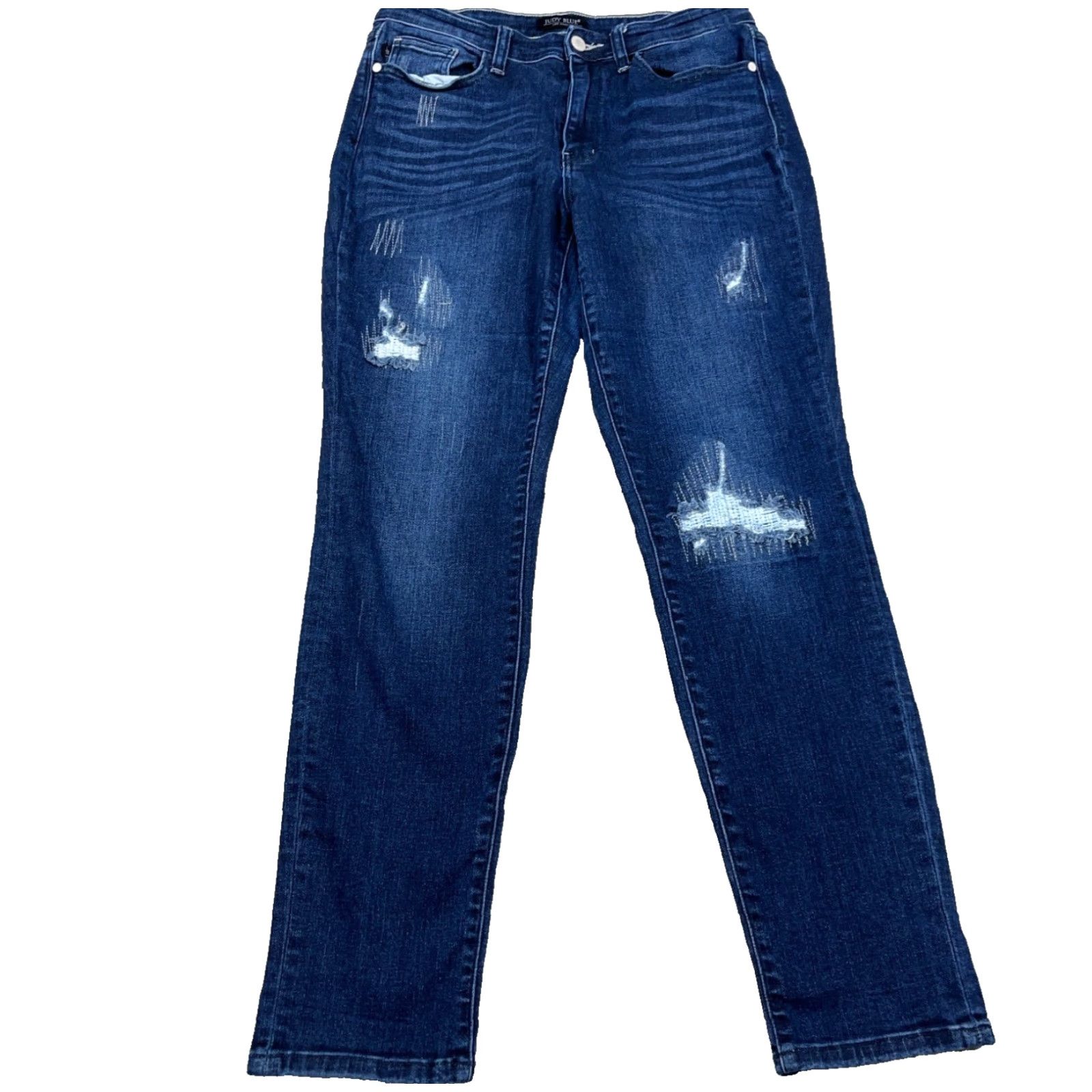 Vintage Judy Blue Jeans Women 11 30 Boyfriend Fit Dark Wash Distressed Faded Holes A7 Size 30" / US 8 / IT 44 - 2 Thumbnail