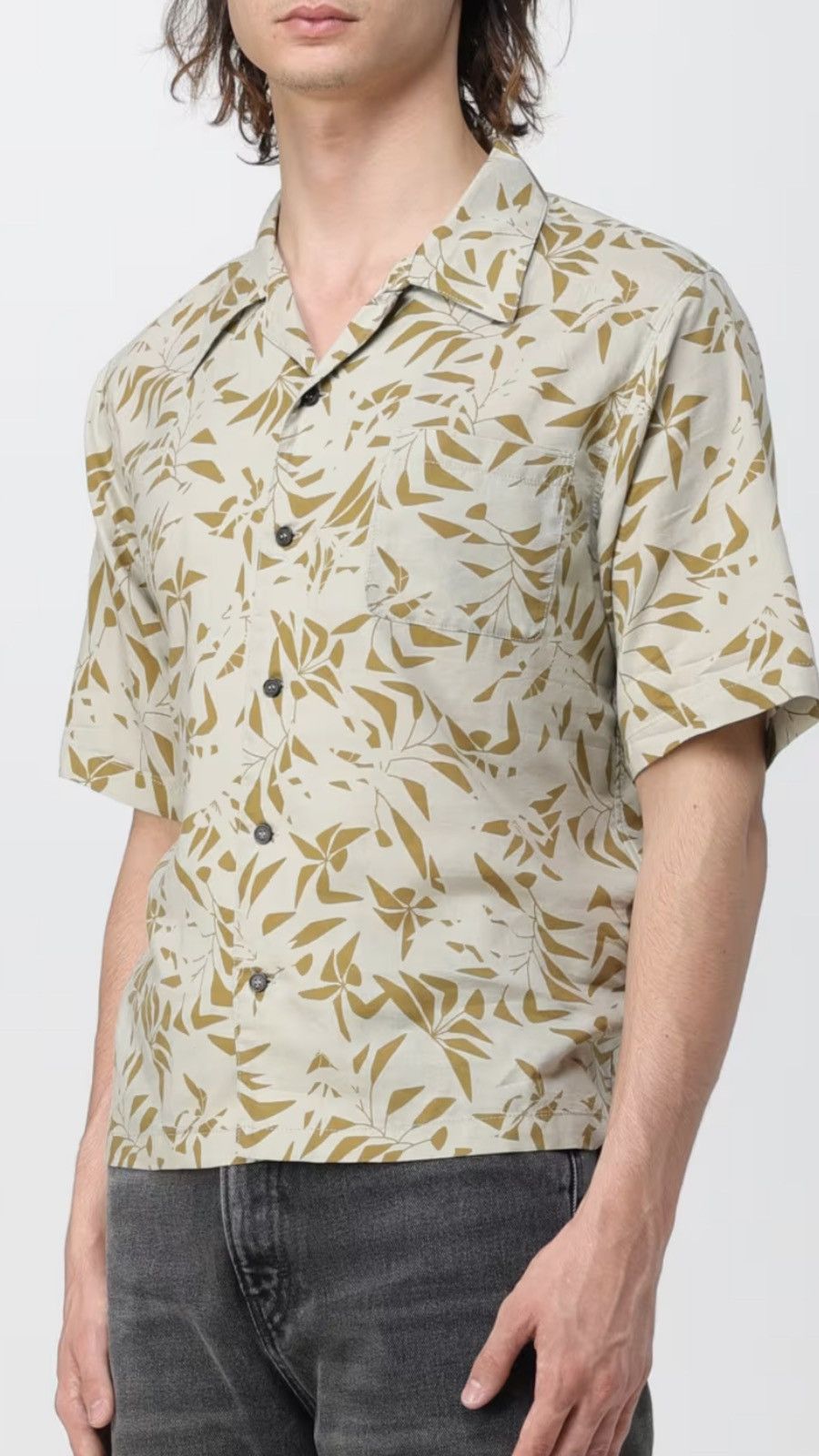Saint Laurent Paris lyocell and cotton blend leaves print bowling shirt size L Size US L / EU 52-54 / 3 - 4 Thumbnail