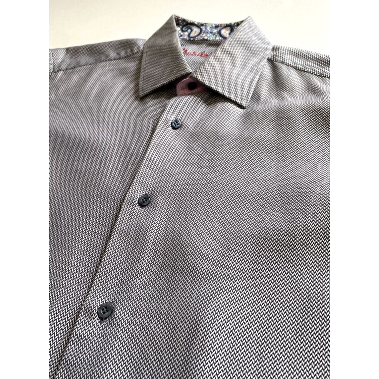 Robert Graham VINTAGE Robert Graham Button-Up Weave ShirtMens M Gray Cotton Paisley Cuffs, Collar 15.5 39-15.5 Size US M / EU 48-50 / 2 - 6 Thumbnail