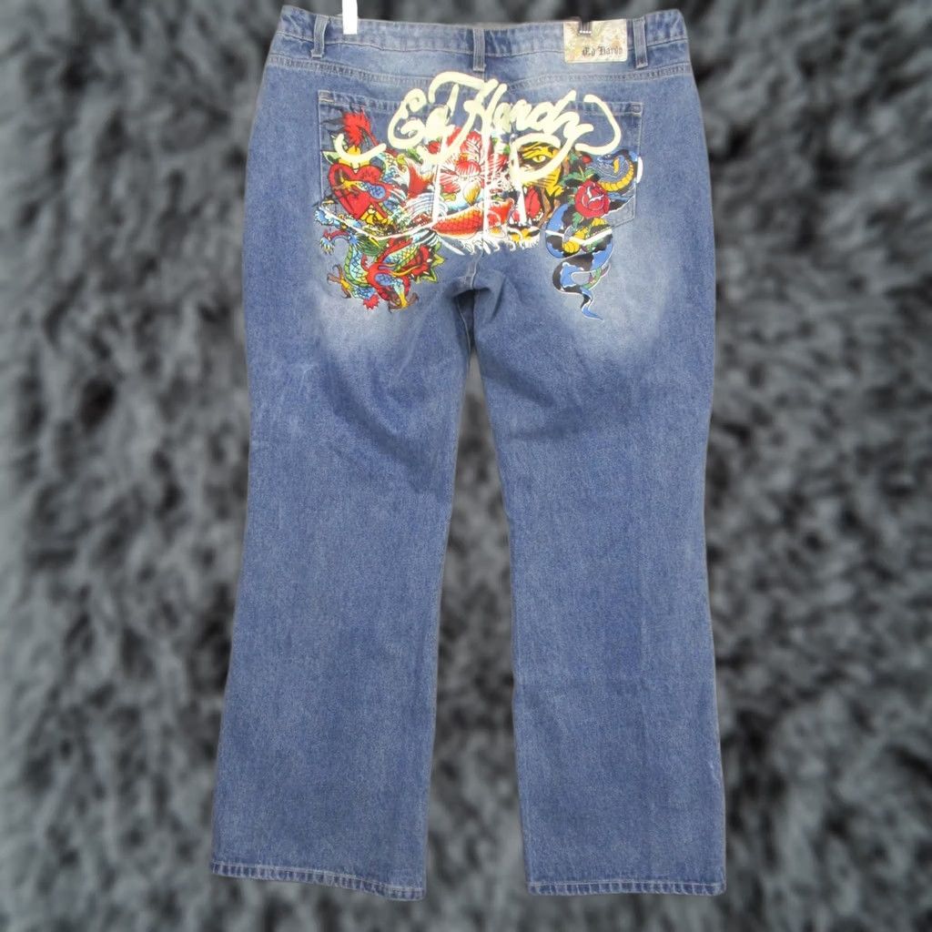 Ed Hardy Ed Hardy Jeans Mens 34x30 Blue Tiger Tattoo Size US 34 / EU 50 - 1 Thumbnail