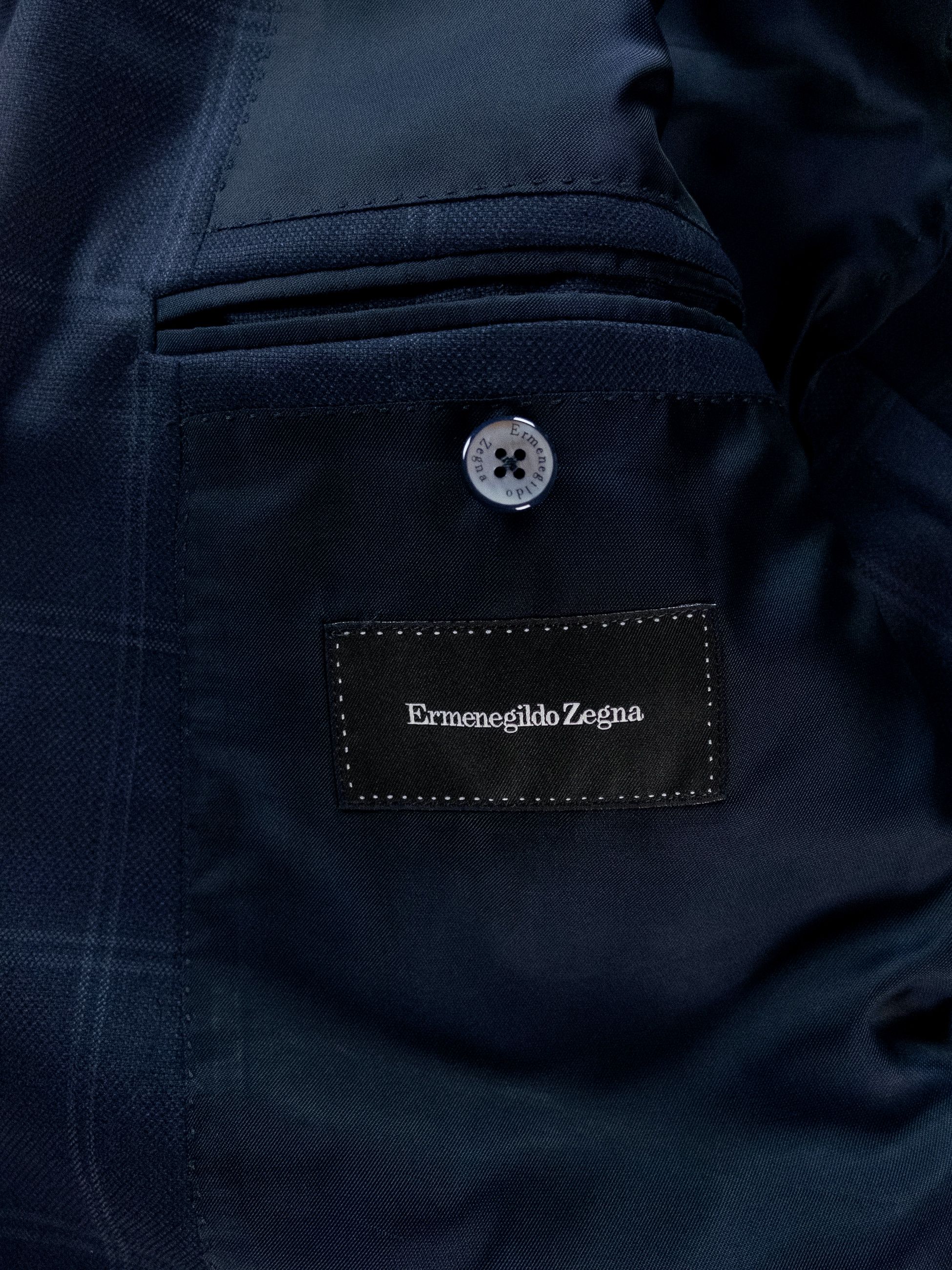 Ermenegildo Zegna ERMENEGILDO ZEGNA navy blue windowpane wool sportcoat 38C Size 38S - 10 Thumbnail