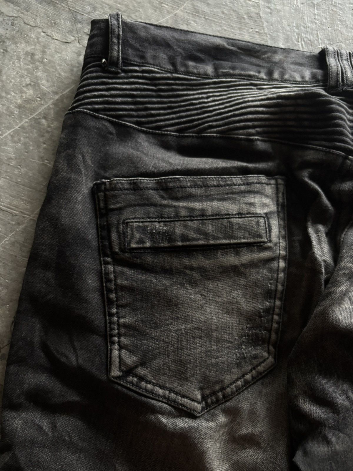 In The Attic IN THE ATTIC BIKER PANT BALMAIN STYLE SASHIKO DISTRESSED Size US 34 / EU 50 - 19 Thumbnail