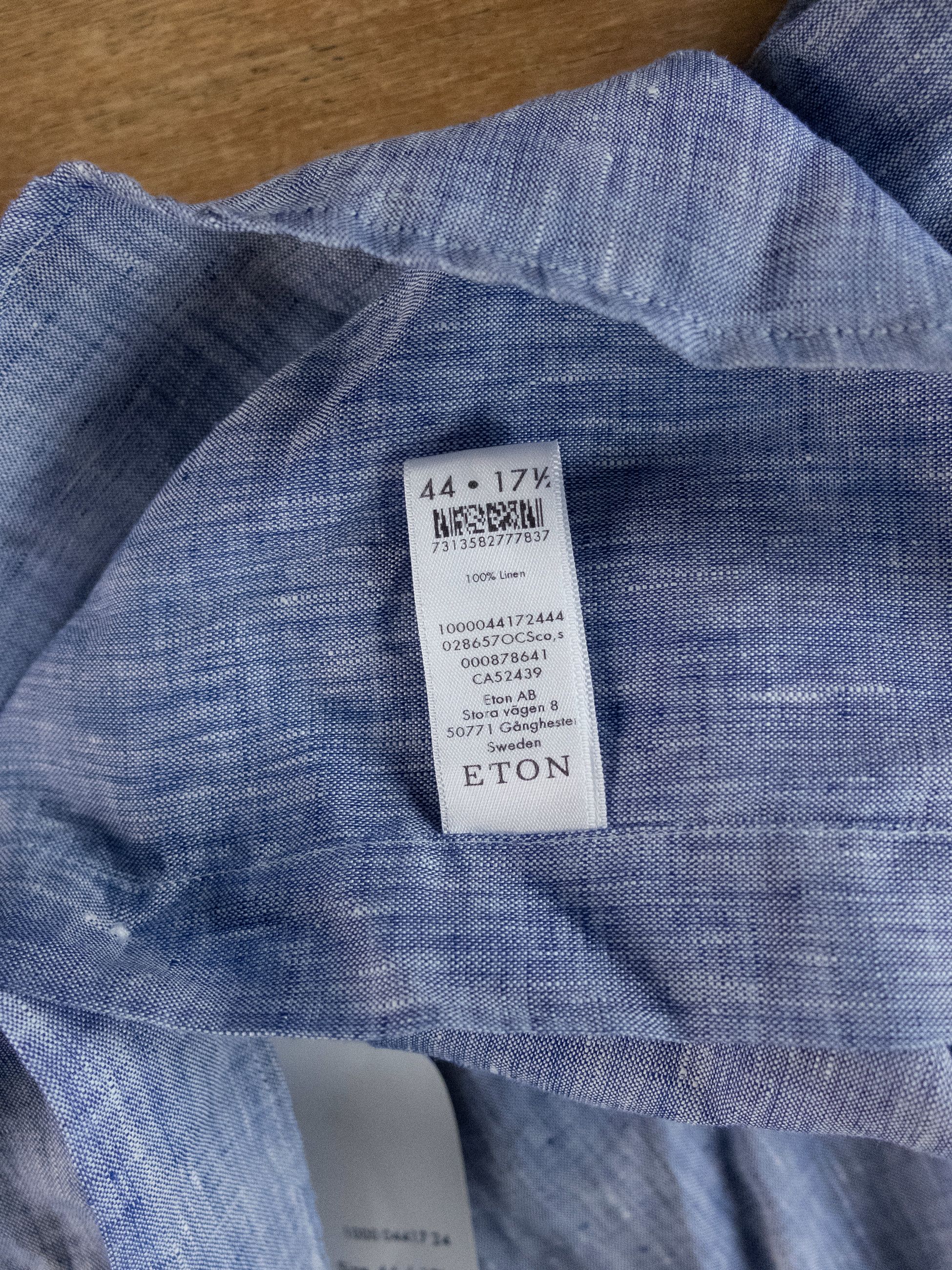 Eton ETON of Sweden contemporary fit blue linen shirt 44 XL Size US XL / EU 56 / 4 - 9 Thumbnail