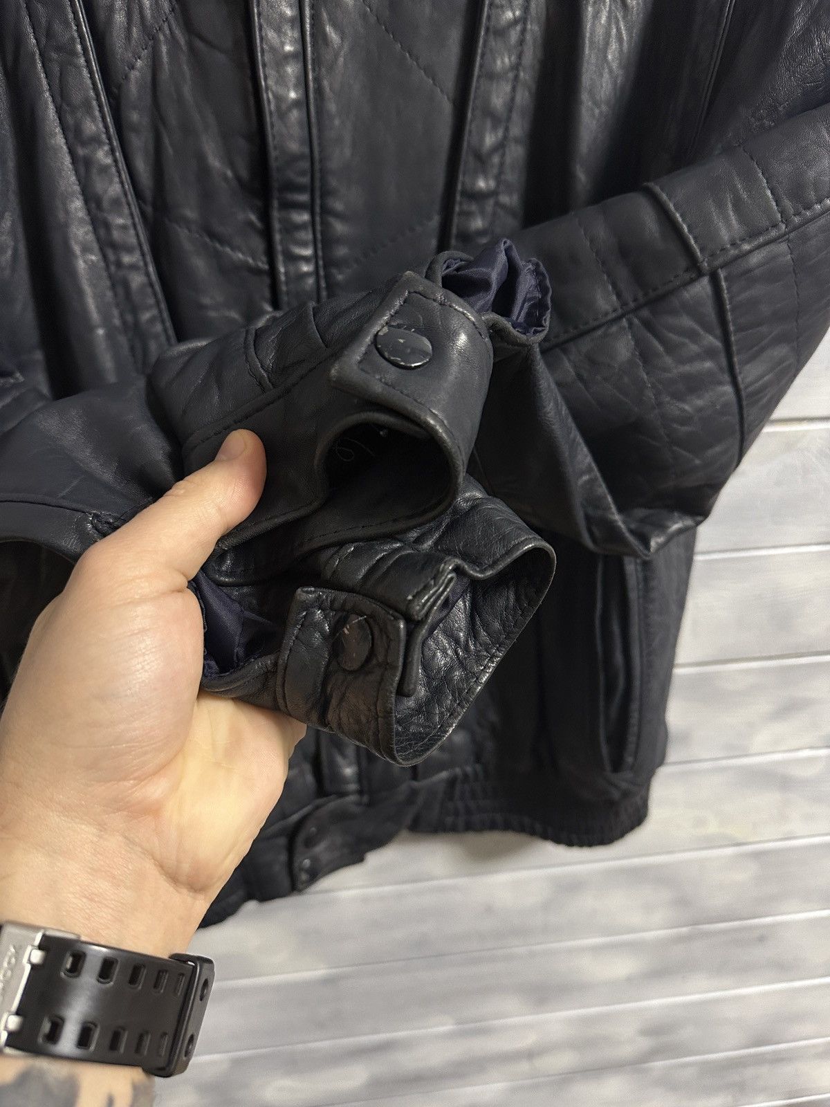Japanese Brand Rare Vintage Leather Moto Racing Jacket Bomber. Size US M / EU 48-50 / 2 - 9 Thumbnail