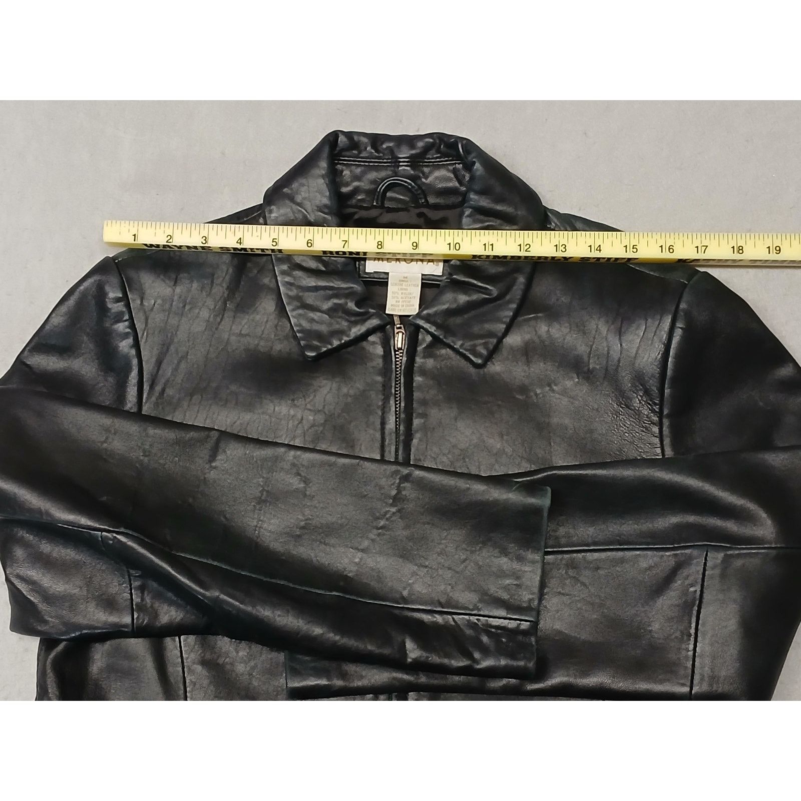 Merona Merona (Medium) Women's Black Genuine Leather Zip Jacket Size M / US 6-8 / IT 42-44 - 4 Thumbnail