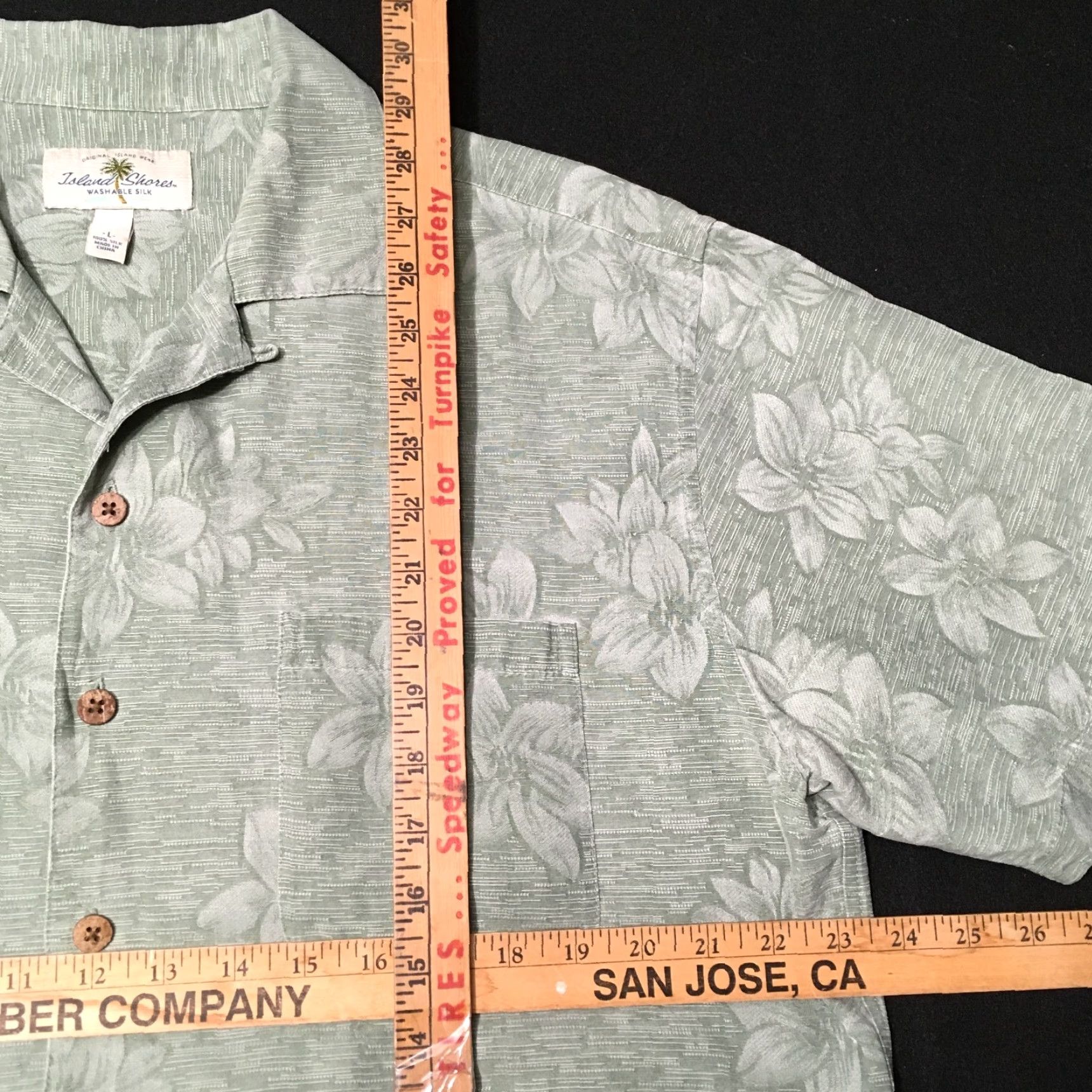 Vintage Island Shores Mens Button-Up Shirt Floral Silk Green L Shirt Size US L / EU 52-54 / 3 - 3 Thumbnail
