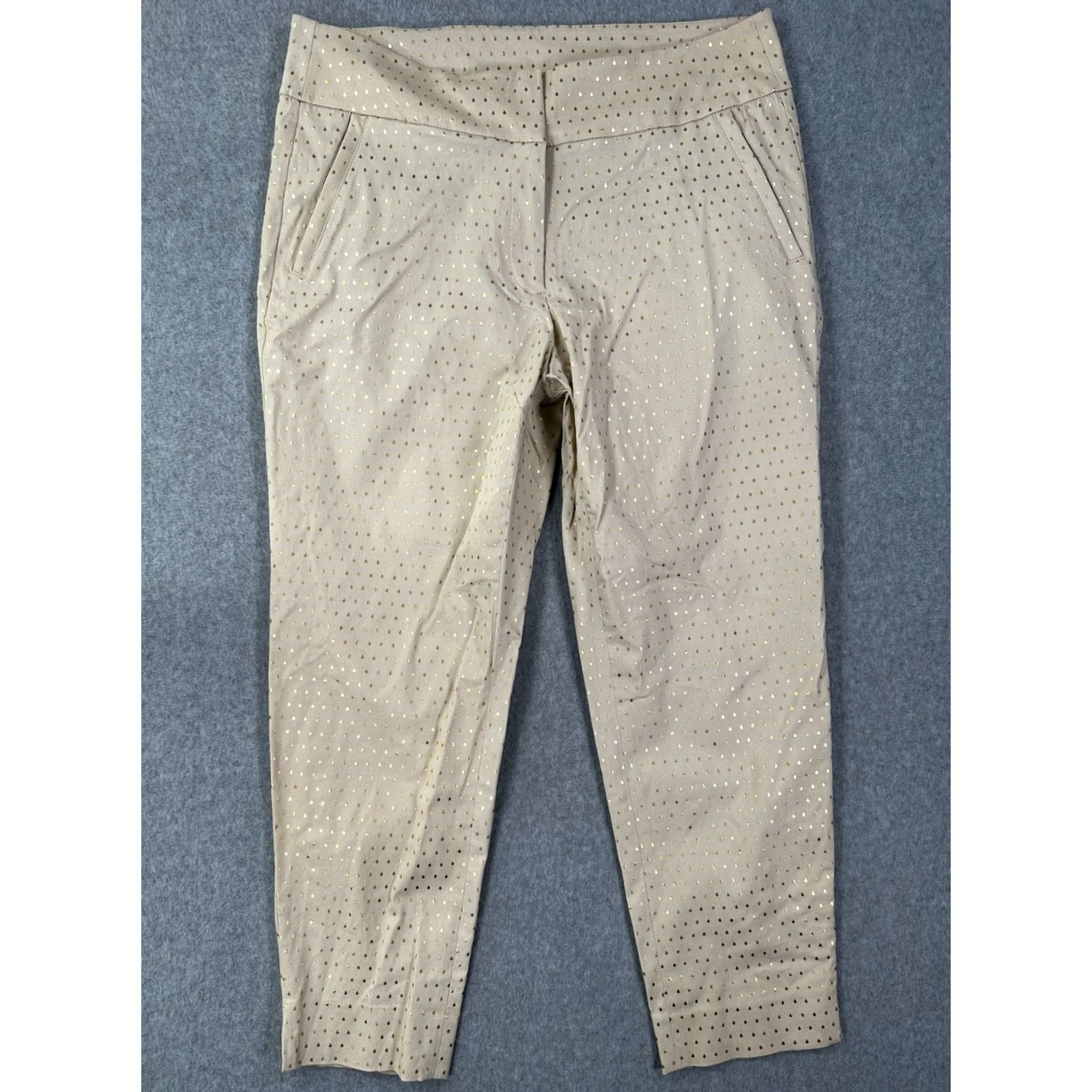 Vintage Lane Bryant Ankle Pants Beige Gold Women's 16 Skinny Flat Front Pull On Pockets Regular Inseam 29 Theme Classic Style Ankle Pants Size 38" / US 16 / IT 52 - 2 Thumbnail