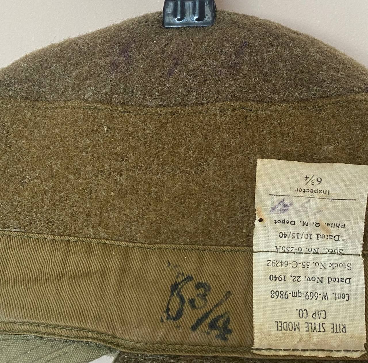 Vintage vintage 1940s wwii us military hat 6 3/4 usn us army usmc Size ONE SIZE - 17 Thumbnail