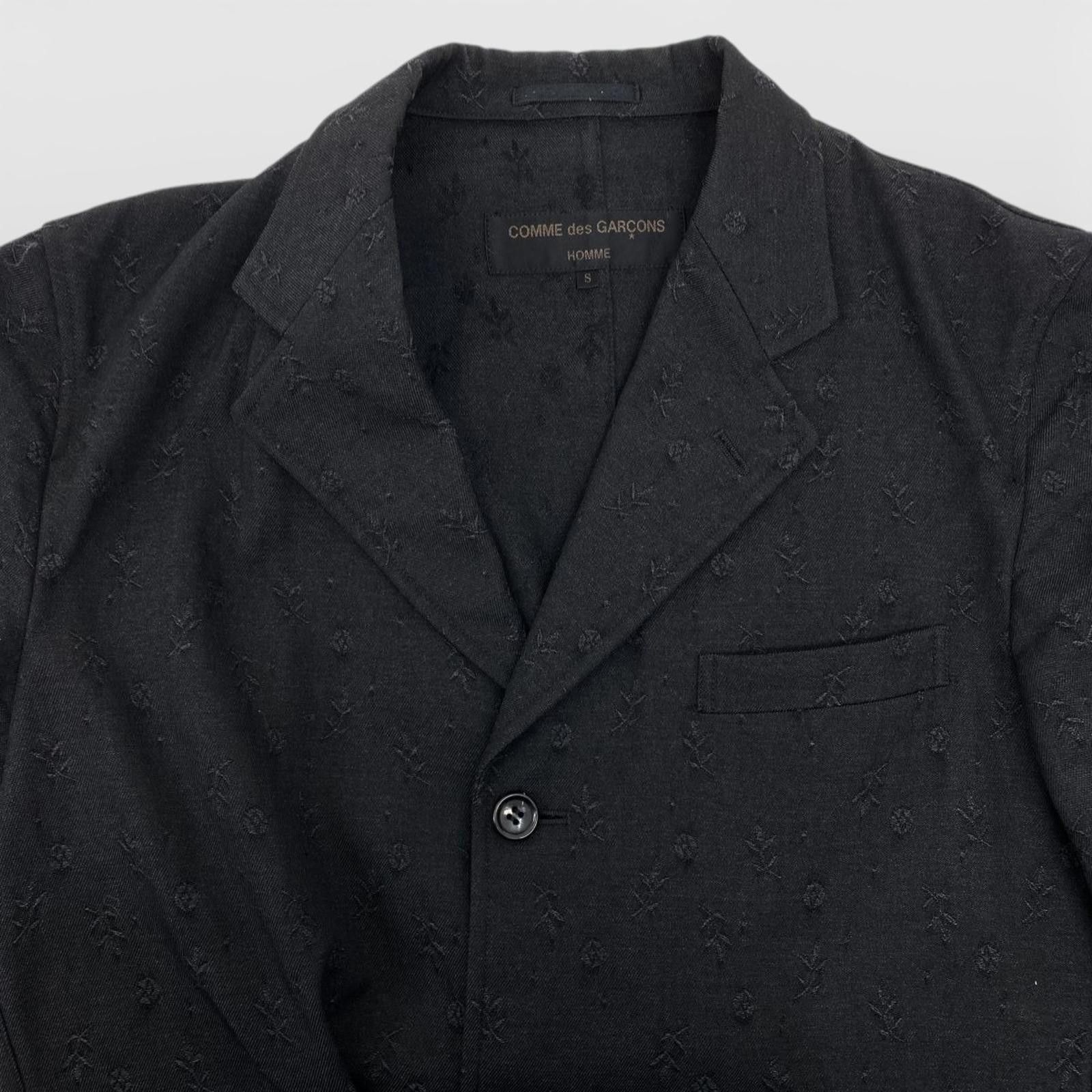 Comme des Garcons Comme des Garçons - Black Embroidered Blazer Jacket Size 38R - 4 Thumbnail