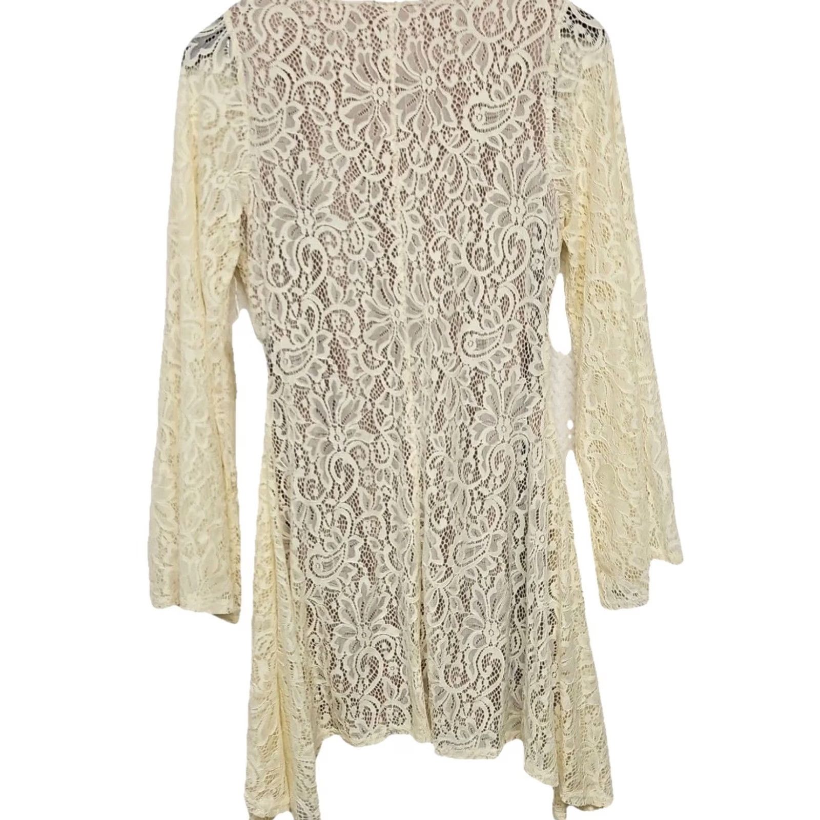 Bell Joyfolie Ivory Lace Dress S Women Bell Sleeve Round Neck Short Dress Bohemian NWT Size S / US 4 / IT 40 - 5 Thumbnail