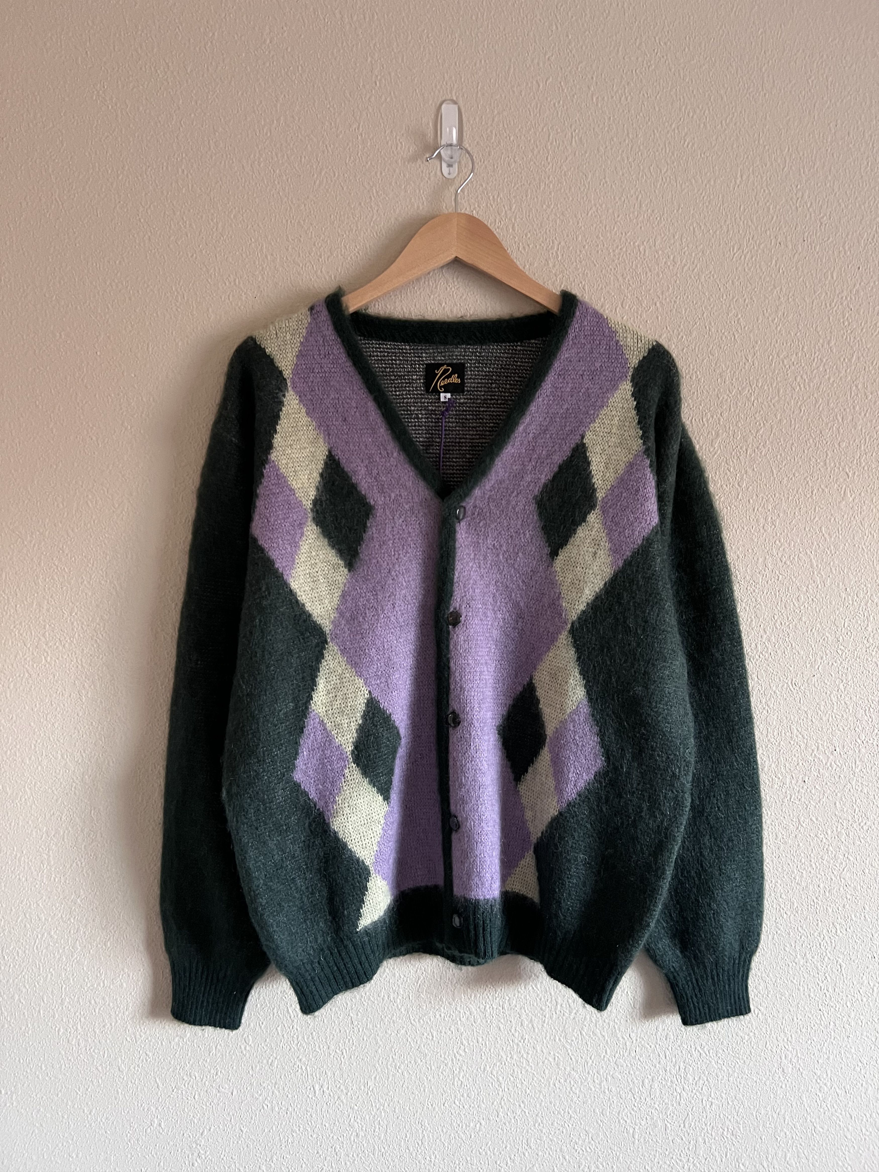 image of Needles Mohair Diamond Cardigan In Green, Men's (Size Small)