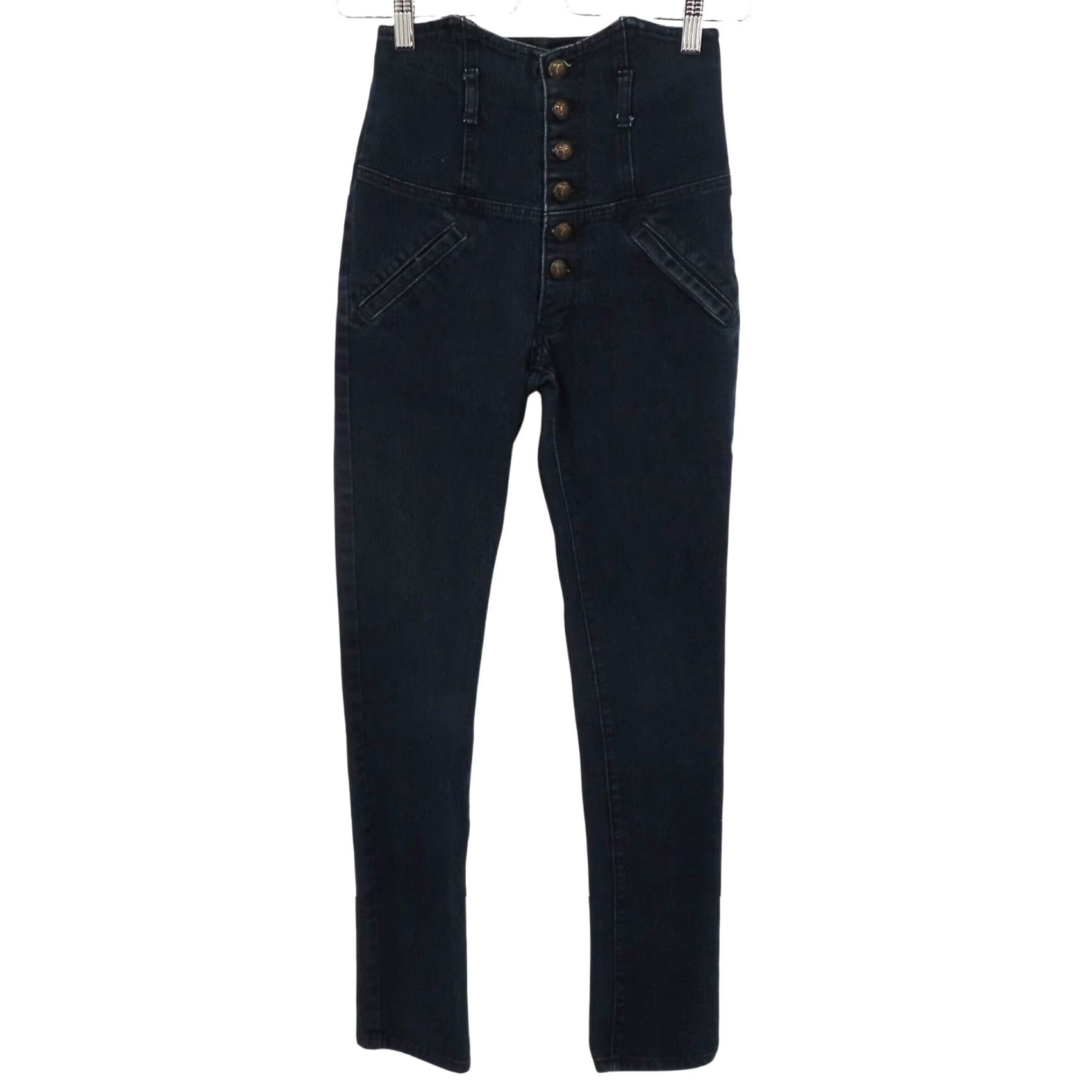Vintage Era Of Chaos Jeans Women 24 Dark Blue Den​im Button Fly Cotton Blend Regular Ankle Pockets Vintage No Size 42" / US 20 - 2 Thumbnail