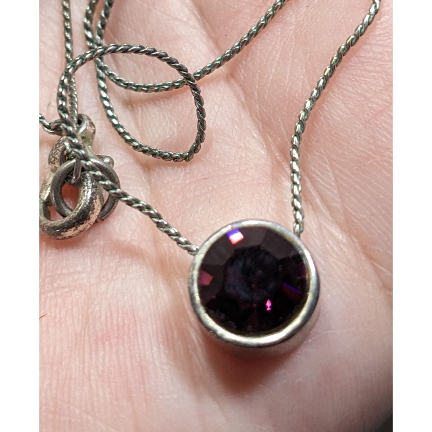 Other Elegant Silver Tone Necklace With Round Purple Gemstone Pend Size ONE SIZE - 7 Thumbnail