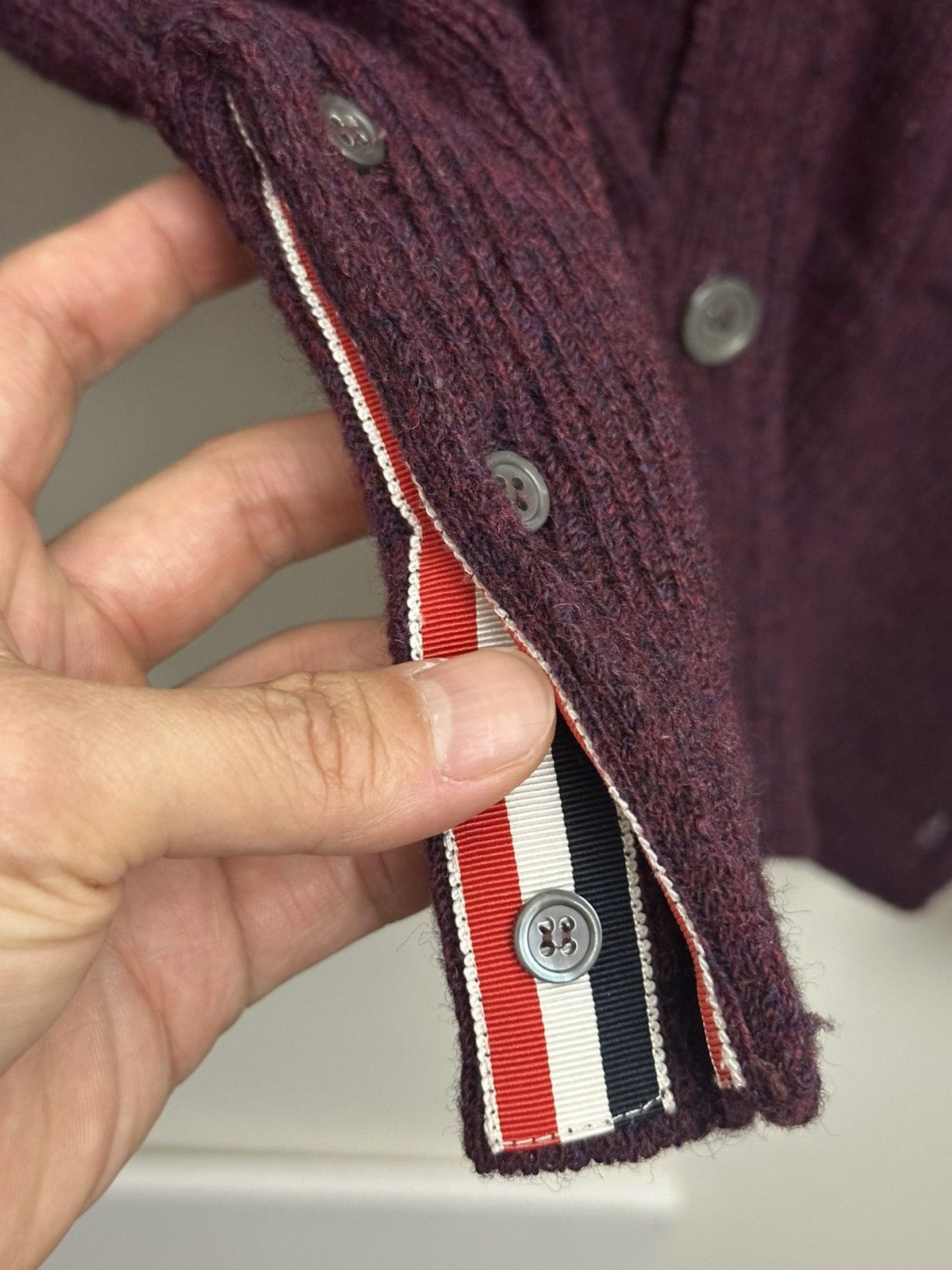 Thom Browne Thom Browne burgundy thick wool cardigan sz 4 Size US XL / EU 56 / 4 - 6 Thumbnail