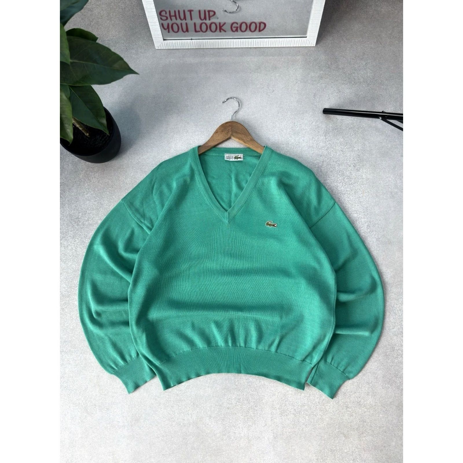 Lacoste VINTAGE Lacoste Sweater Mens Pullover V-Neck Gray 90s Casual Size M-L Size US M / EU 48-50 / 2 - 2 Thumbnail