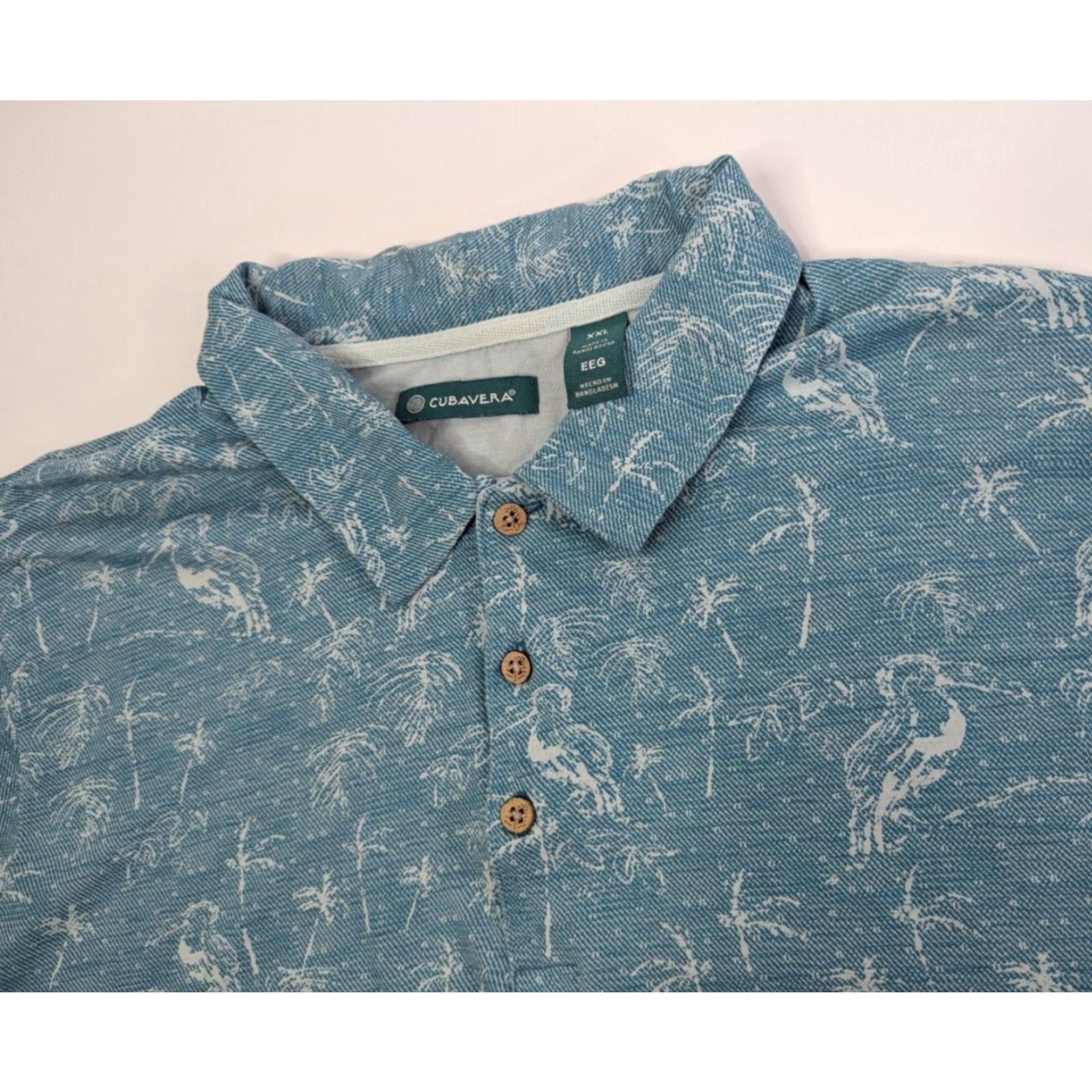 Cubavera CUBAVERA Polo Shirt Men’s 2XL Pagoda Blue Short Sleeves Pima Cotton Polo Shirt Mens 2XL Blue- Floral Casual Travel Party/Cocktail Size US XXL / EU 58 / 5 - 2 Thumbnail