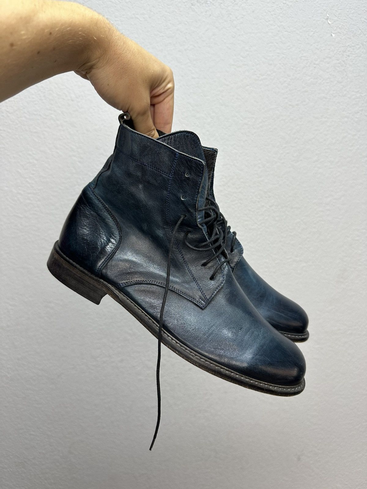 If Six Was Nine Vintage Italian AS 98 Rick Owens Style Leather Biker Boots Size US 9 / EU 42 - 3 Thumbnail