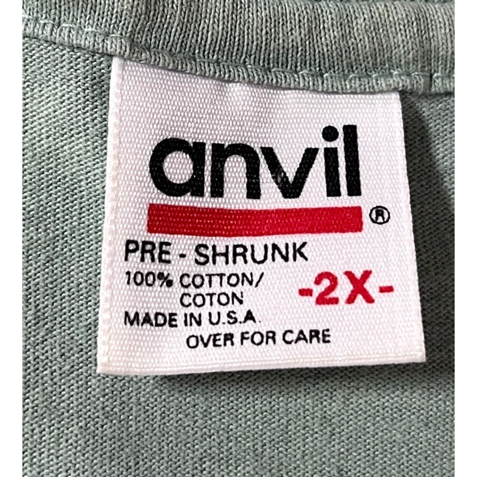 Anvil VINTAGE Anvil Chuck Dehaan Horses Art T-Shirt 2X Unisex Adults Green 80s 1989 Made in USA Short Sleeve Crew Neck Cotton Size US XXL / EU 58 / 5 - 6 Thumbnail