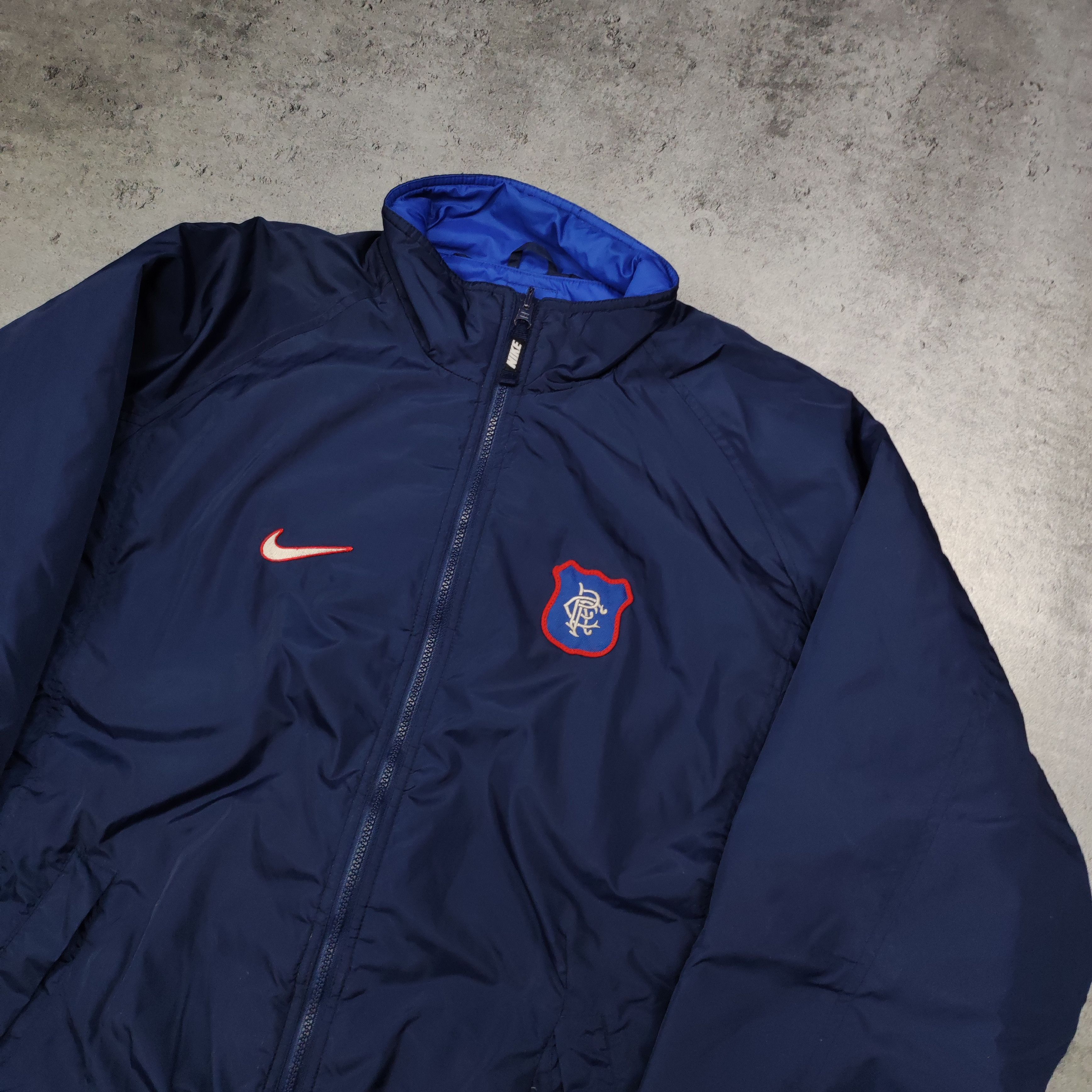 Nike × Vintage Vintage RARE 90s Glasgow Rangers Nike Reversible Jacket Size US L / EU 52-54 / 3 - 3 Thumbnail