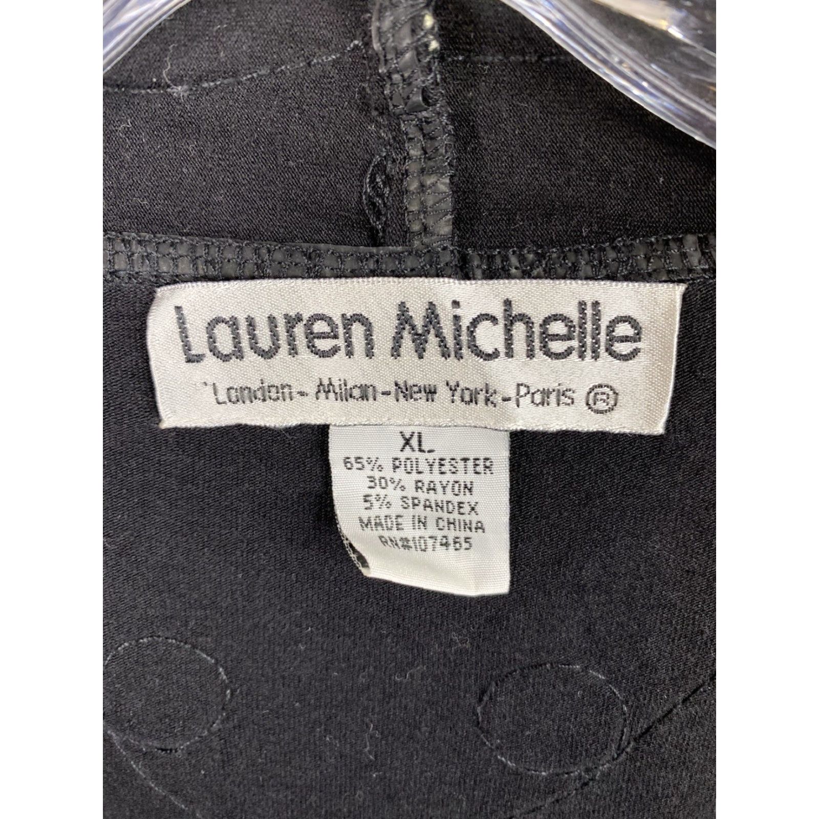Vintage Lauren Michelle Cardigan Womens XL Black Embroidered Open Front Duster Jacket Size XL / US 12-14 / IT 48-50 - 3 Thumbnail