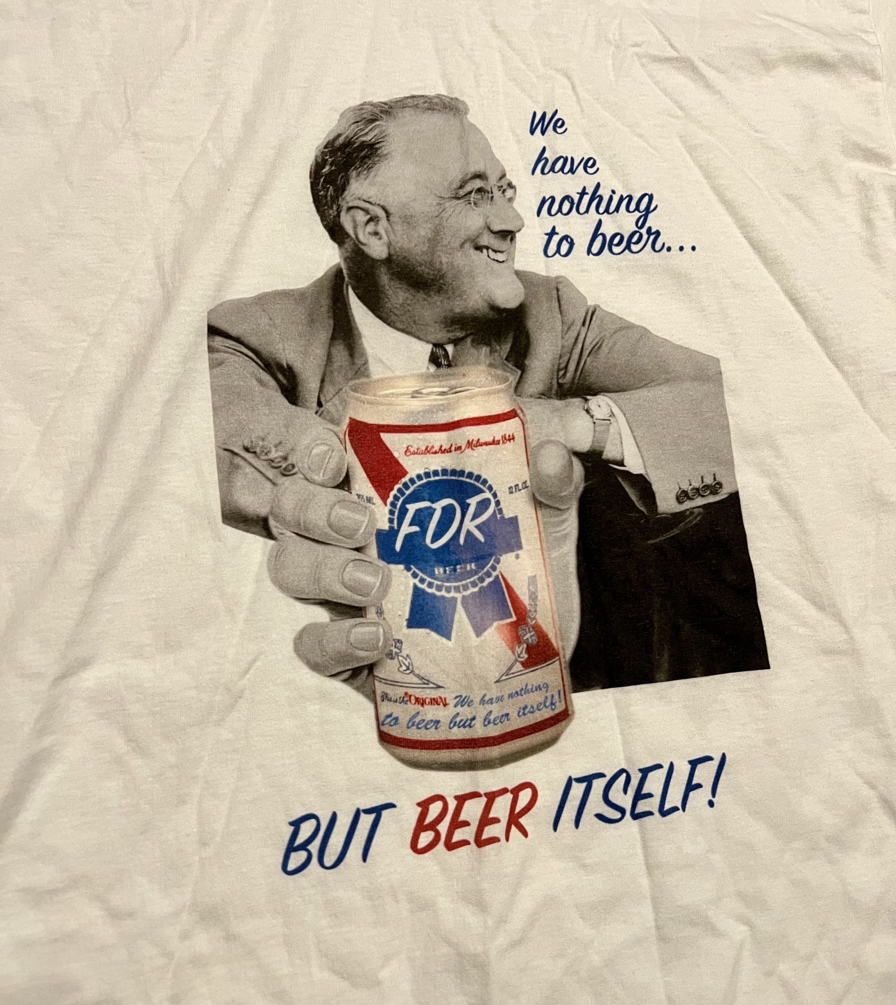 Champion FDR Pabst Blue Ribbon Champion White Graphic T-Shirt Size US L / EU 52-54 / 3 - 2 Thumbnail