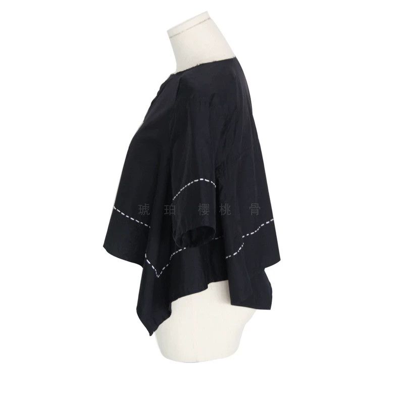 Comme des Garcons Comme Des Garcons Navy blouse with white line and draped s Size M / US 6-8 / IT 42-44 - 2 Thumbnail