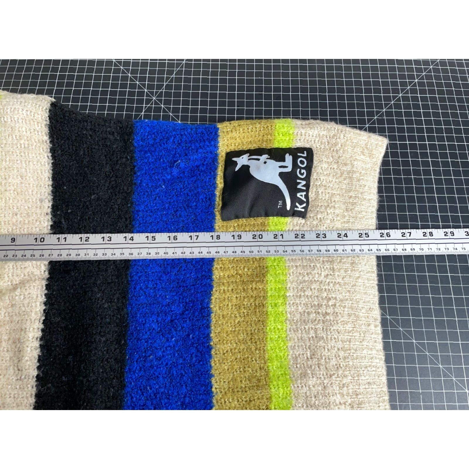 H&M Kangol x H&M Sweater Women's Medium Beige Blue Striped Oversized Chunky Knit Pullover Crew Neck Casual 90s Hipster Retro Womens Size M / US 6-8 / IT 42-44 - 6 Thumbnail